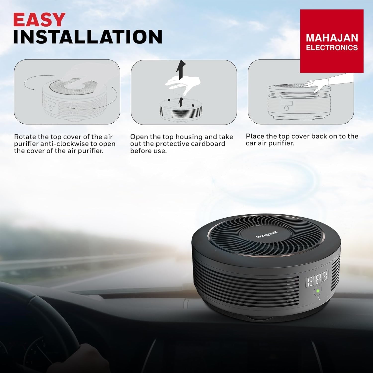 Honeywell New Launched Move Pure 4 Car Air Purifier, 3-in-1 Filtration, HEPA filter, removes 99.99% of PM2.5 – Mahajan Electronics Online.