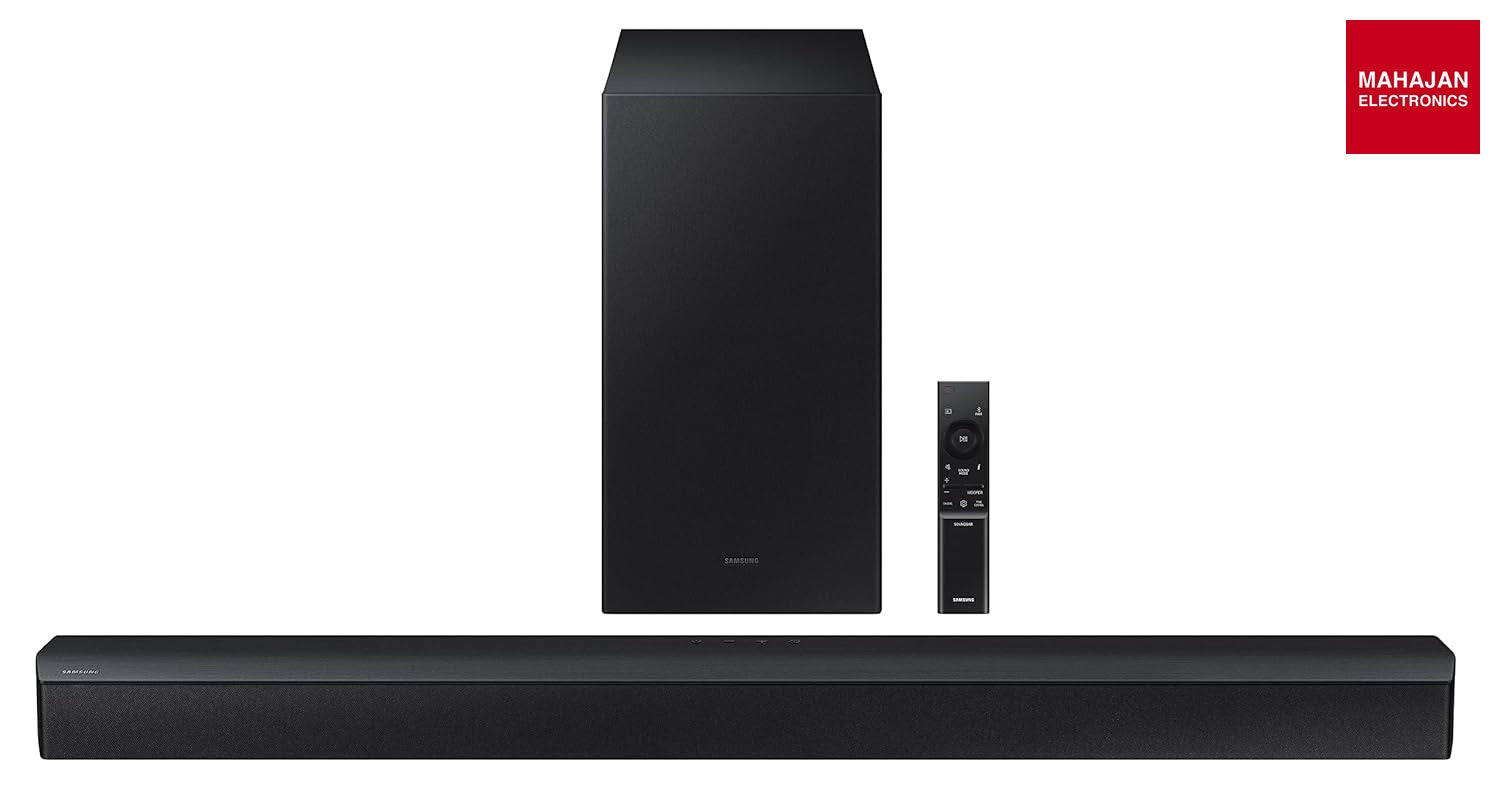 Samsung HW-B450F/XL 2.1 Channel Dolby Digital Soundbar (Powerful Bass, Black) – Mahajan Electronics Online.