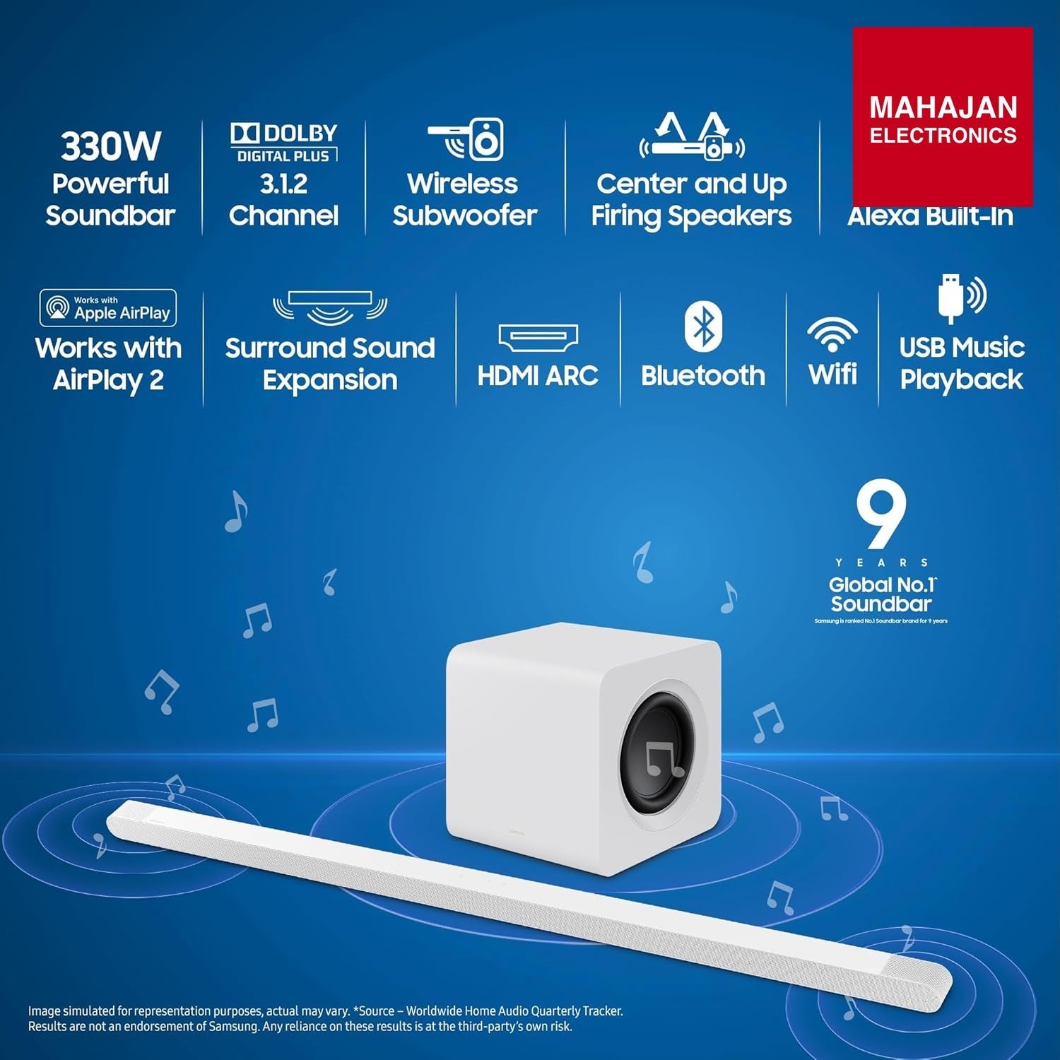 Samsung HW-B450F/XL 2.1 Channel Dolby Digital Soundbar (Powerful Bass, Black) – Mahajan Electronics Online.
