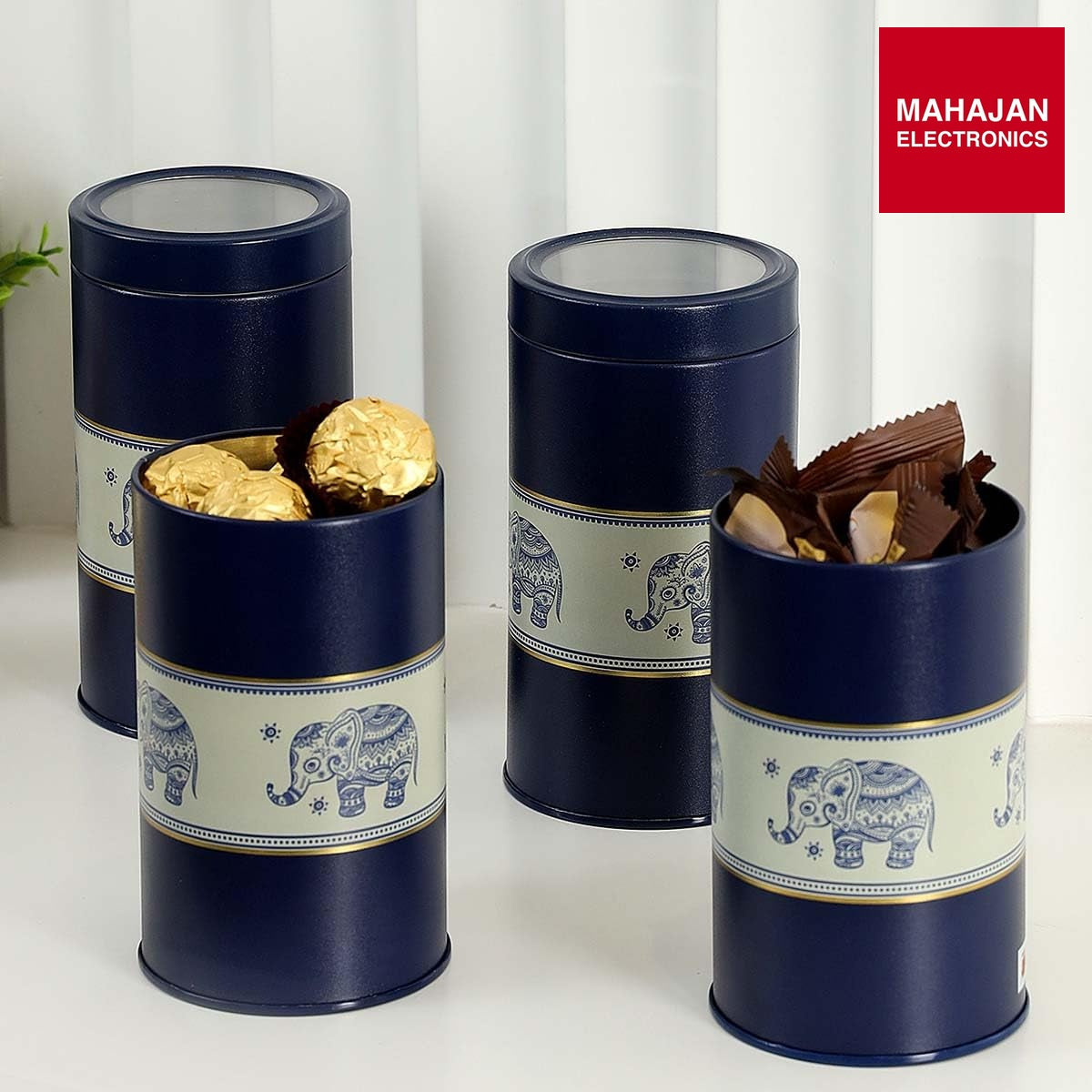 Mandala Collection Airtight Kitchen Container Set - Food Grade Metal Jars for Rusk, Cookies, Candies & More – Mahajan Electronics Online.