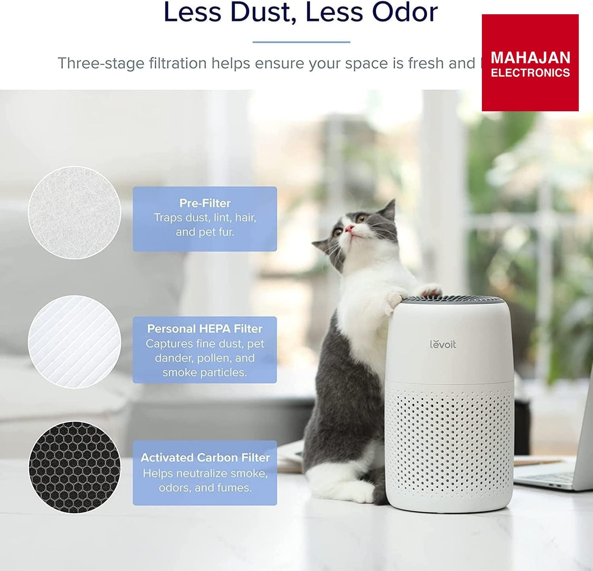 LEVOIT Core Mini Air Purifier For Coverage Area 183 Sq Ft, H13 Truehepa Filter, Remove 99.97% Dust, Smoke, & – Mahajan Electronics Online.