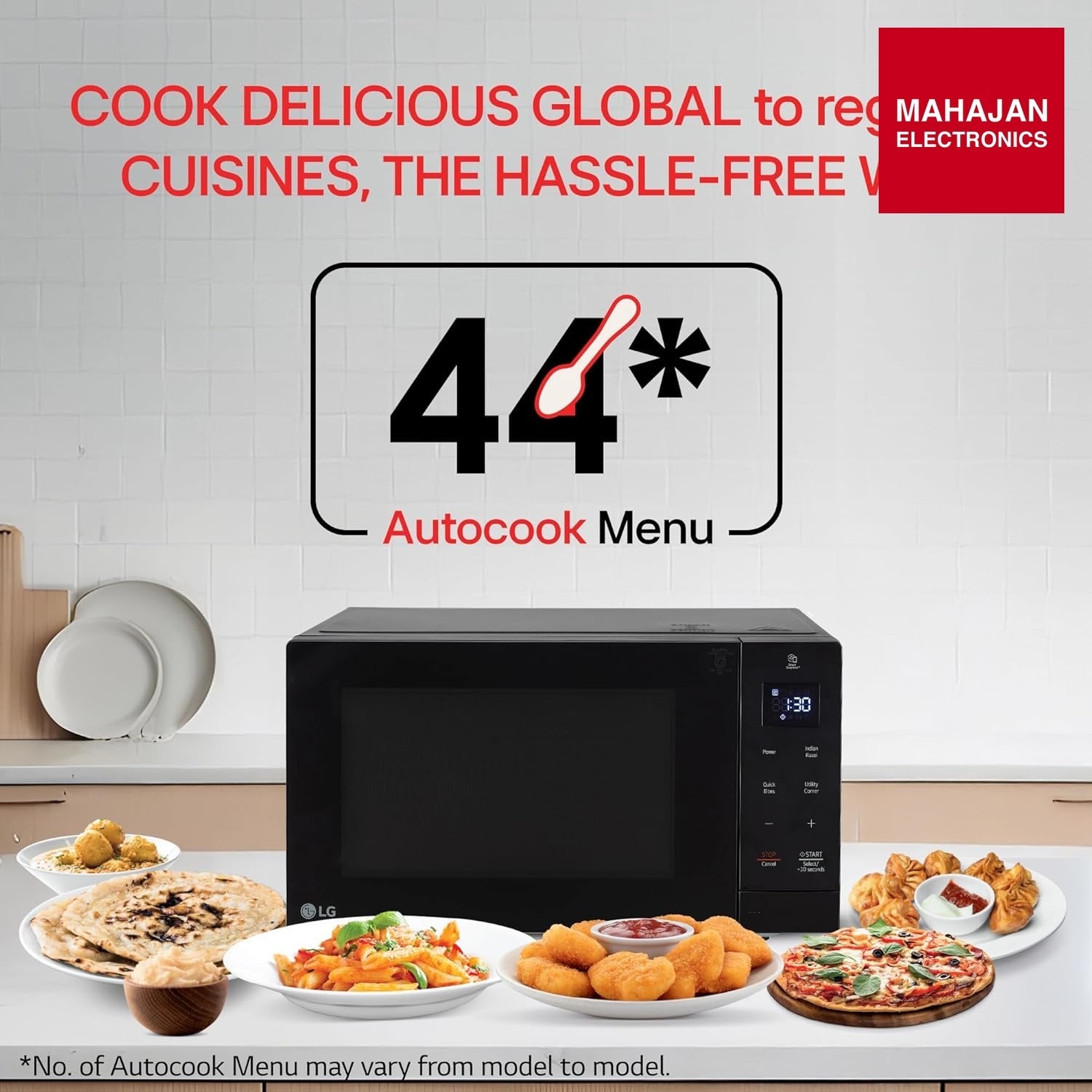 LG 30 L Solo Microwave Oven (MS3032BK, Black, 44 Auto Cook Menu, Steam Clean, Anti-bacterial cavity) – Mahajan Electronics Online.