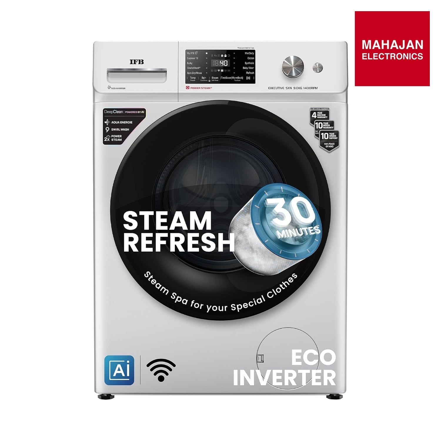 IFB EXECUTIVE SXN 9014K CMS 9 Kg 5 Star, DeepClean® Tech, AI Powered, WiFi, Fully Automatic Front Load – Mahajan Electronics Online.