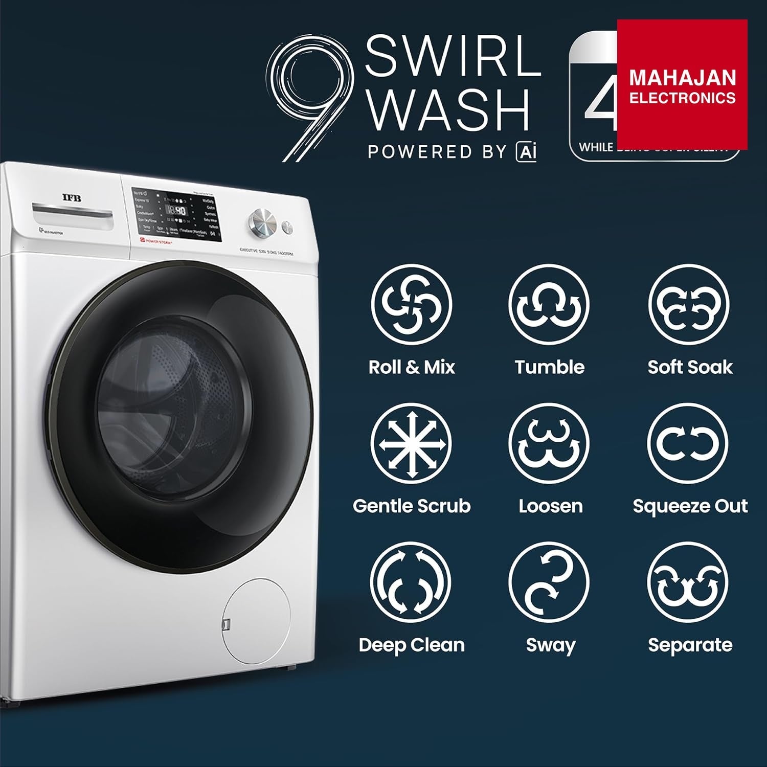 IFB EXECUTIVE SXN 9014K CMS 9 Kg 5 Star, DeepClean® Tech, AI Powered, WiFi, Fully Automatic Front Load – Mahajan Electronics Online.