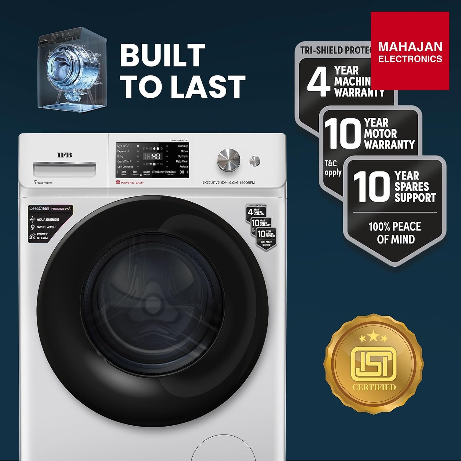 IFB EXECUTIVE SXN 9014K CMS 9 Kg 5 Star, DeepClean® Tech, AI Powered, WiFi, Fully Automatic Front Load – Mahajan Electronics Online.