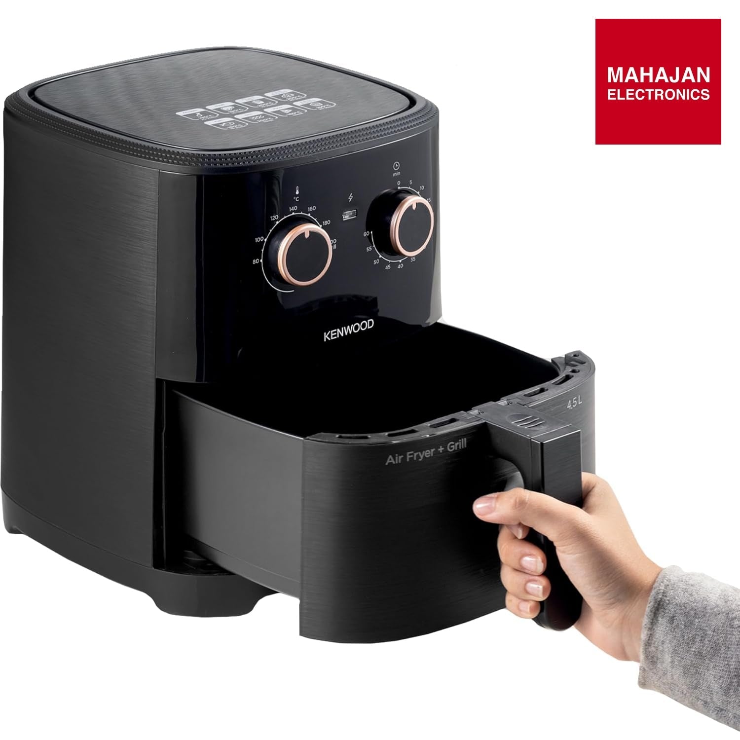 KENWOOD HFP40.000BK Airfryer + Grill XL 4.5L 1300W Air Fryer with Grill Function, Recipe Book, Rapid Hot Air – Mahajan Electronics Online.