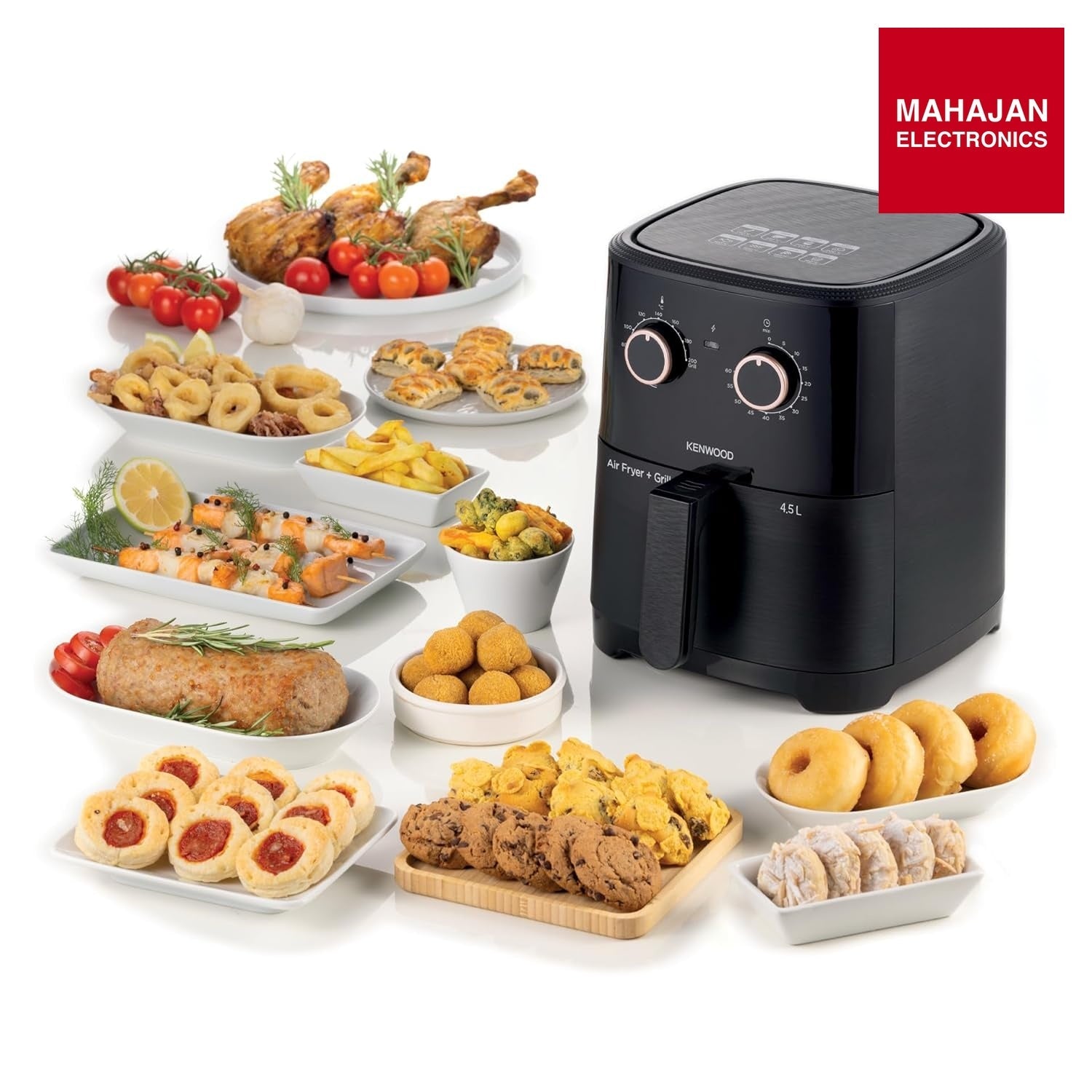 KENWOOD HFP40.000BK Airfryer + Grill XL 4.5L 1300W Air Fryer with Grill Function, Recipe Book, Rapid Hot Air – Mahajan Electronics Online.