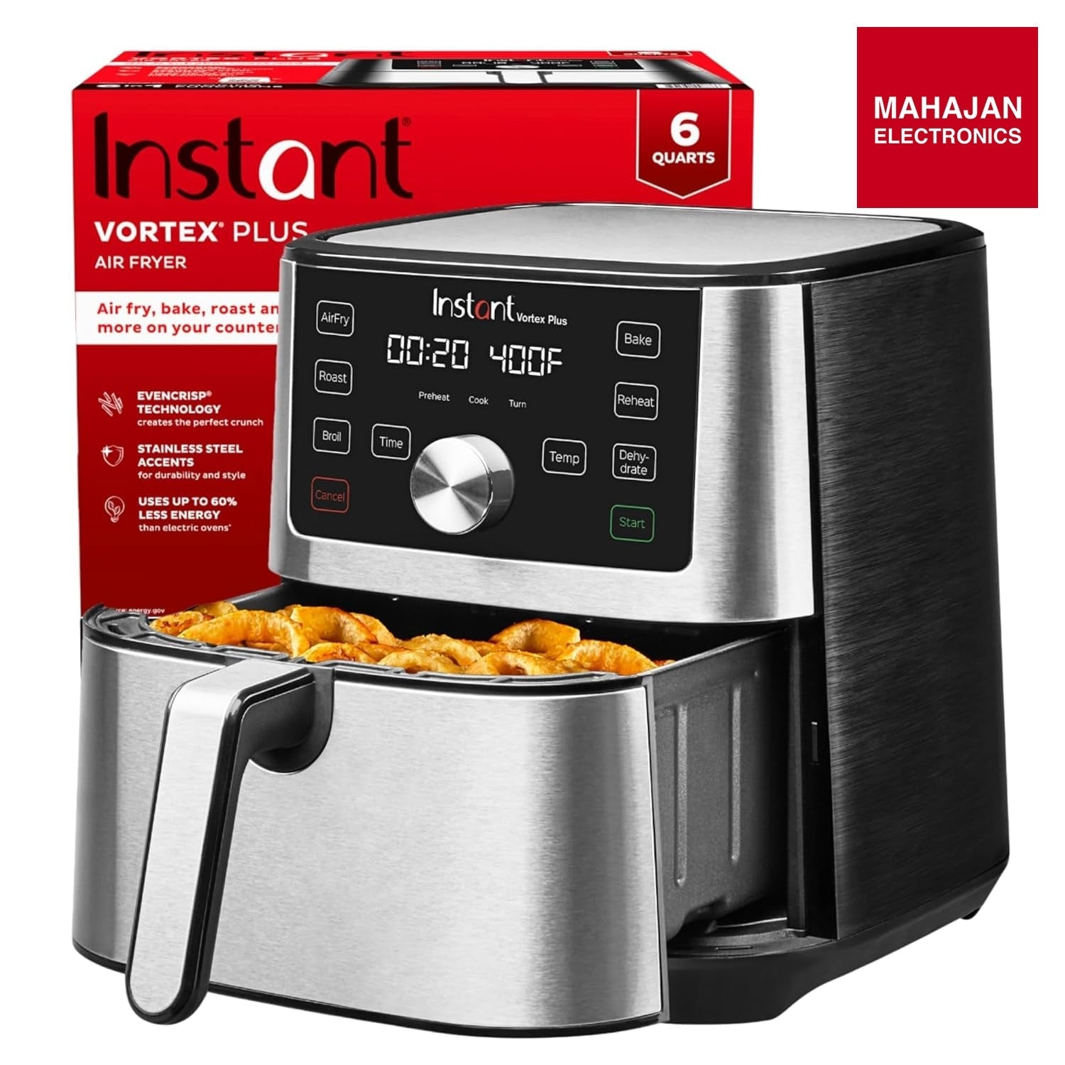 Instant Pot Air Fryer, Vortex 6 Litre, Touch Control Panel, 360° EvenCrisp Technology, Uses 95% less Oil – Mahajan Electronics Online.