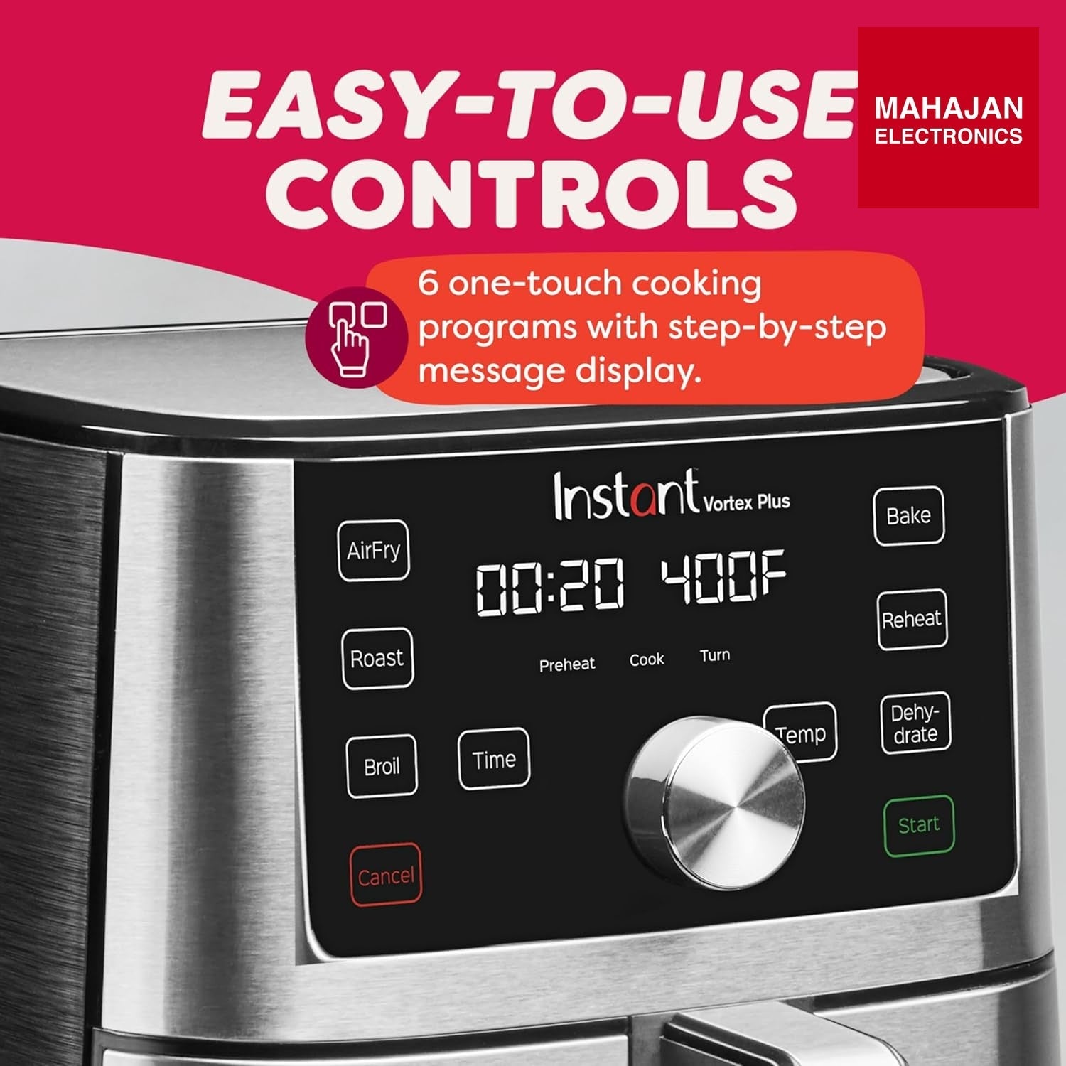 Instant Pot Air Fryer, Vortex 6 Litre, Touch Control Panel, 360° EvenCrisp Technology, Uses 95% less Oil – Mahajan Electronics Online.