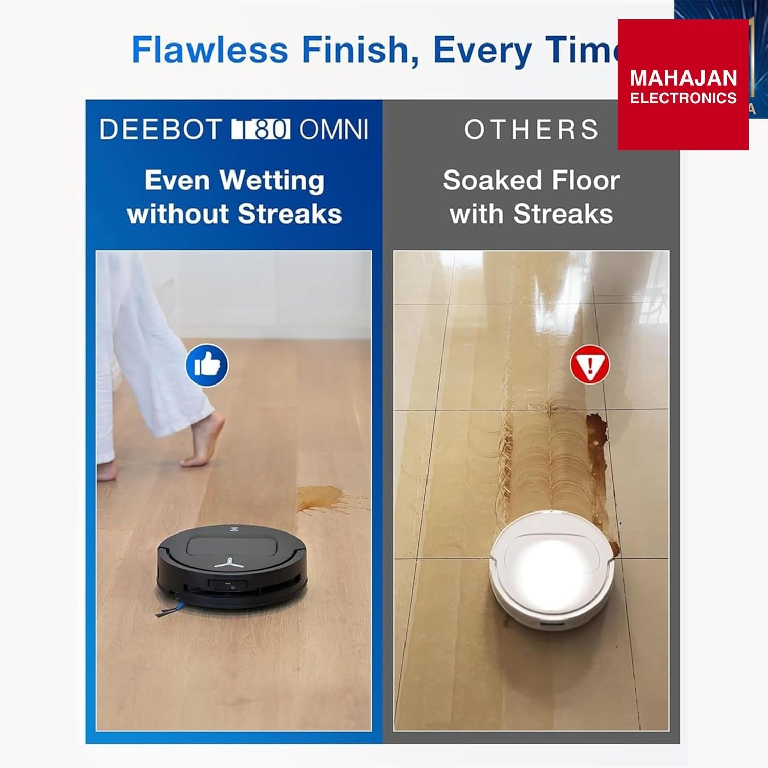 ECOVACS DEEBOT T80 Omni 2 in 1 Robot Vacuum Cleaner & Mop, 2025 New Launch, 18000 Pa, 6400 mAh Battery, OZMO – Mahajan Electronics Online.