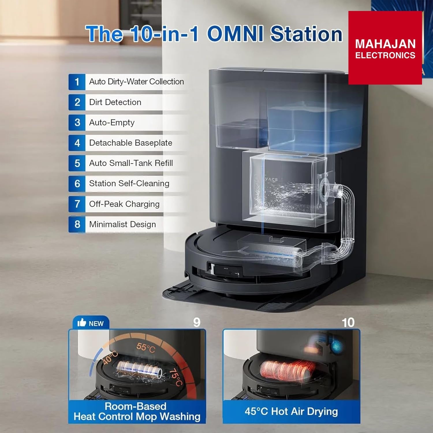 ECOVACS DEEBOT T80 Omni 2 in 1 Robot Vacuum Cleaner & Mop, 2025 New Launch, 18000 Pa, 6400 mAh Battery, OZMO – Mahajan Electronics Online.