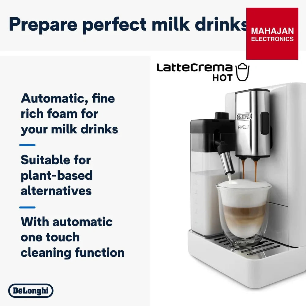 De’Longhi Rivelia EXAM440.55 | Fully Automatic Coffee Machine | Bean-to-Cup | LatteCrema Hot | 3.5” Touch – Mahajan Electronics Online.