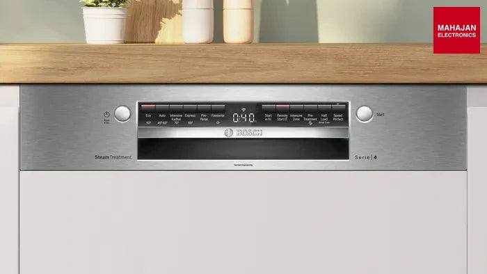 Bosch SMI4IKS00I Series 4 60 cm 14 Place Settings Semi-Integrated Dishwasher Stainless Steel, Home Connect, 6 – Mahajan Electronics Online.