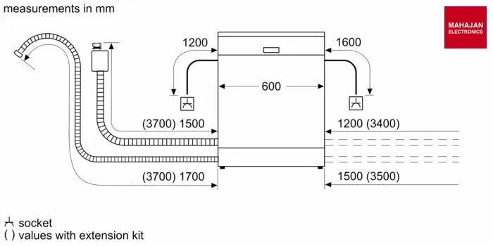 Bosch SMI4IKS00I Series 4 60 cm 14 Place Settings Semi-Integrated Dishwasher Stainless Steel, Home Connect, 6 – Mahajan Electronics Online.
