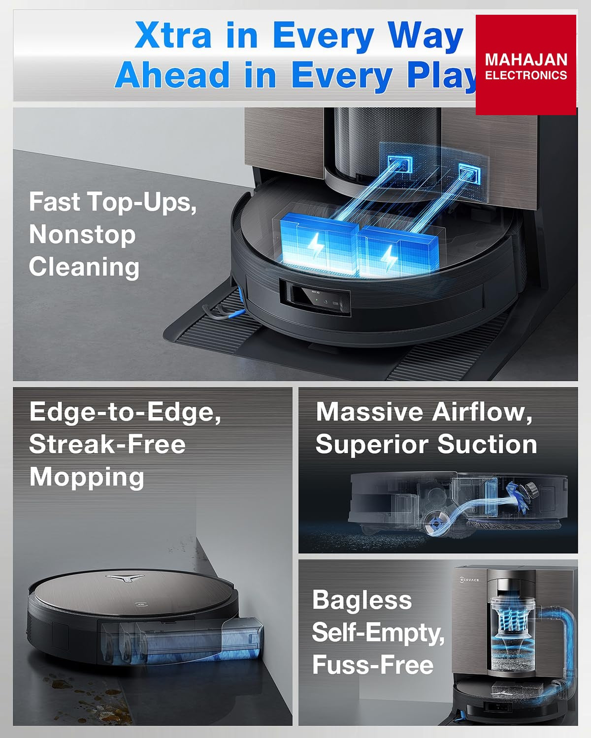 ECOVACS DEEBOT X11 OmniCyclone Robot Vacuum and Mop, PowerBoost Charging, OZMO Roller 2.0 Instant – Mahajan Electronics Online.
