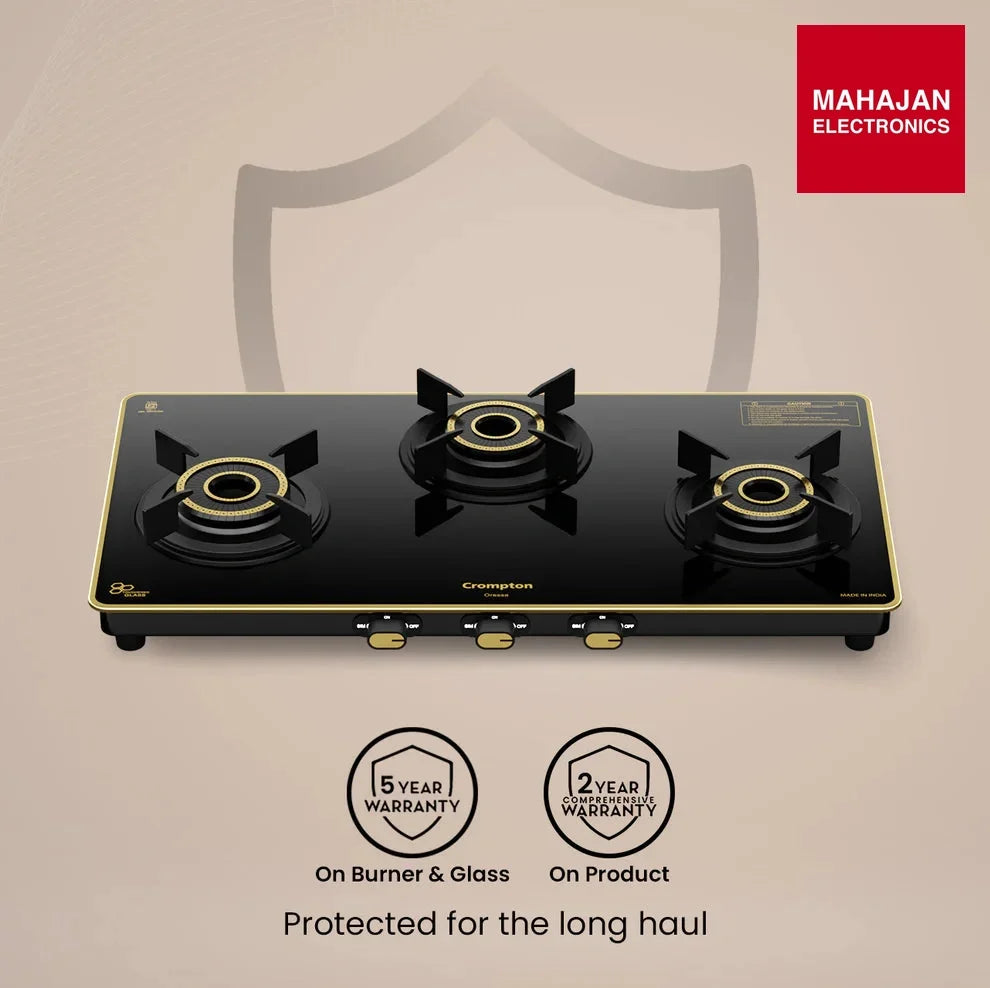 Crompton Oressa CKT-ORR723-MSB 3 Burner 72 cm Slim Glass Cooktop – Mahajan Electronics Online.