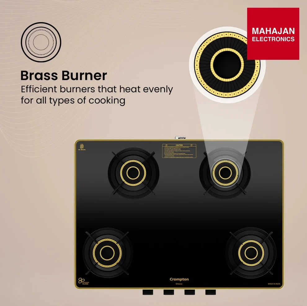 Crompton Oressa CKT-ORR704-MSB 4 Burner 70 cm Slim Glass Cooktop – Mahajan Electronics Online.