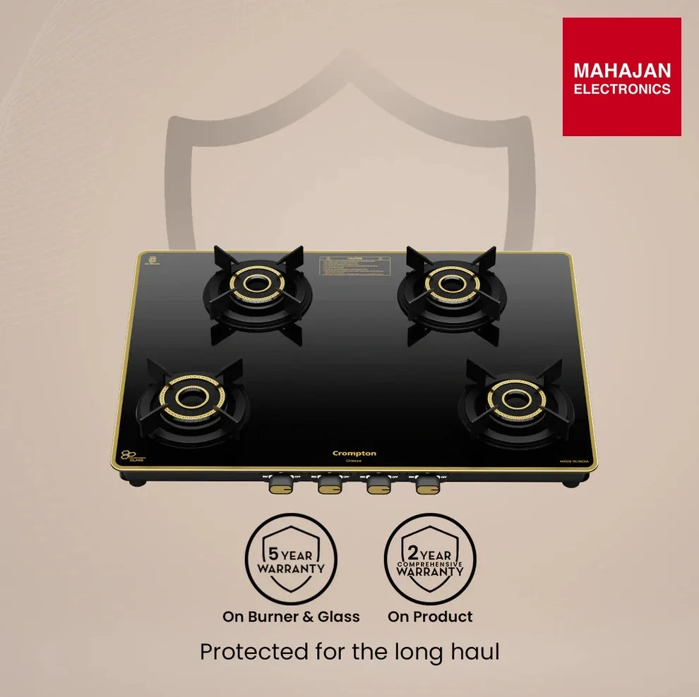 Crompton Oressa CKT-ORR704-MSB 4 Burner 70 cm Slim Glass Cooktop – Mahajan Electronics Online.