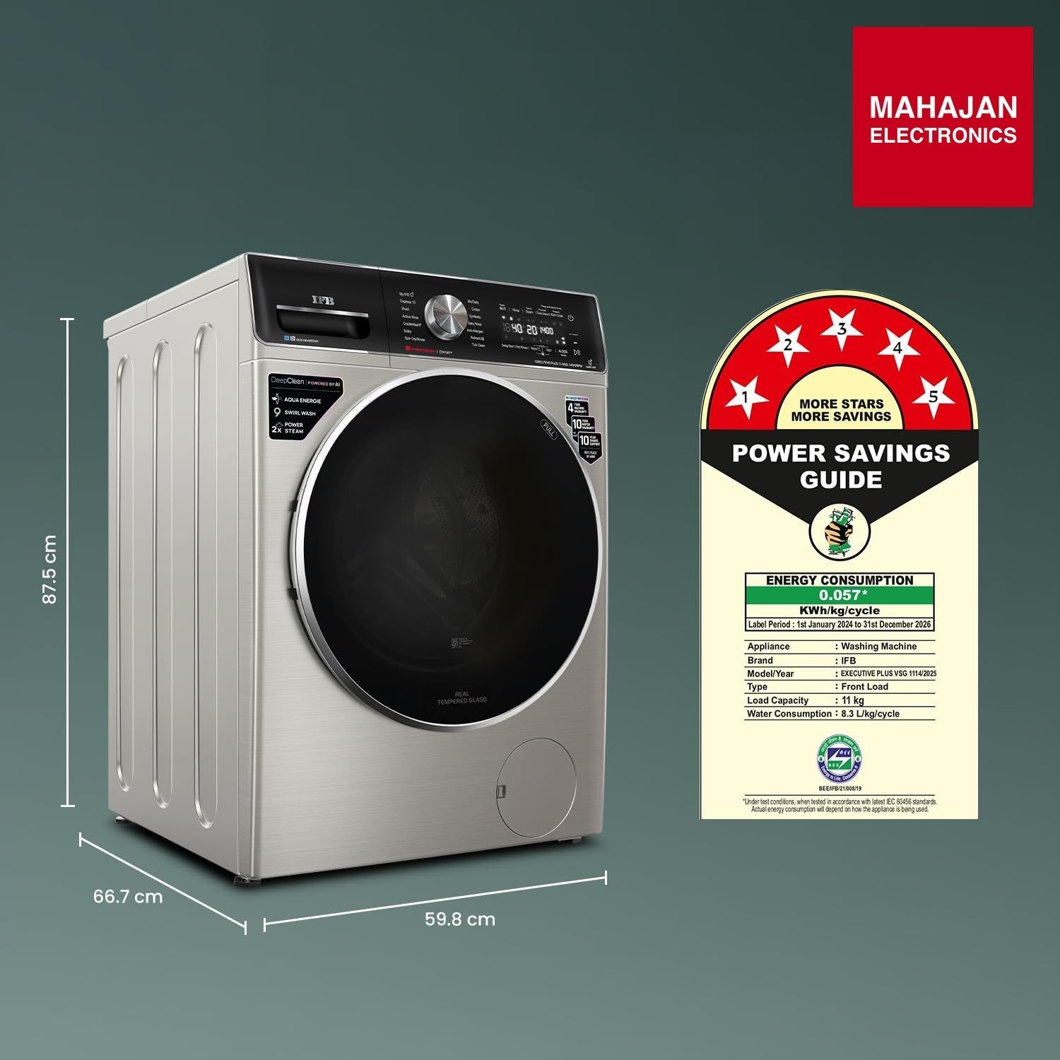 IFB EXECUTIVE PLUS VSG 1114 11 Kg 5 Star, DeepClean®, AI DOS, WiFi, Fully Automatic Front Load Washing – Mahajan Electronics Online.