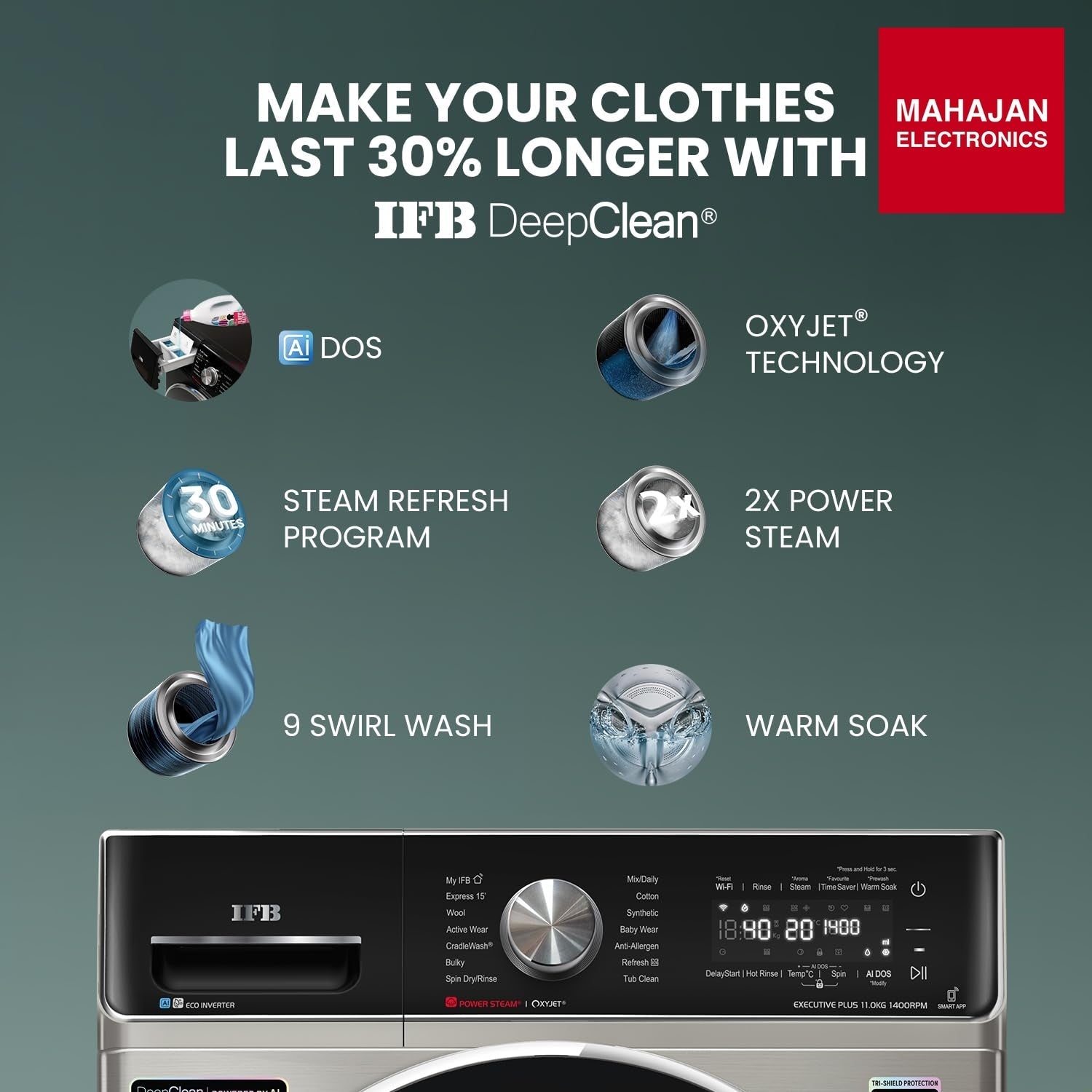 IFB EXECUTIVE PLUS VSG 1114 11 Kg 5 Star, DeepClean®, AI DOS, WiFi, Fully Automatic Front Load Washing – Mahajan Electronics Online.