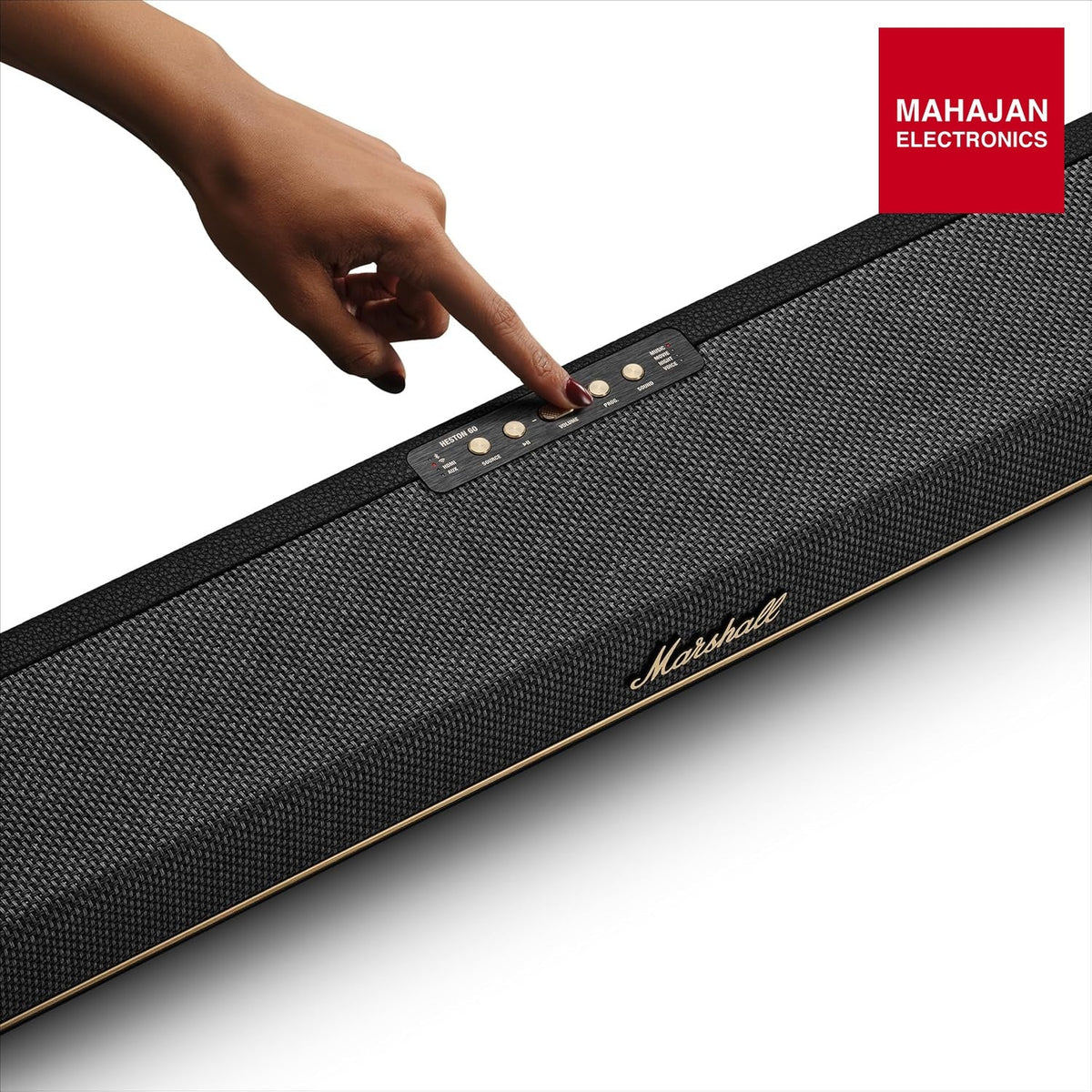 Marshall Heston 60 soundbar with Dolby Atmos & DTS:X, Wired & Wireless Subwoofer Connectivity – Dual HDMI – Mahajan Electronics Online.