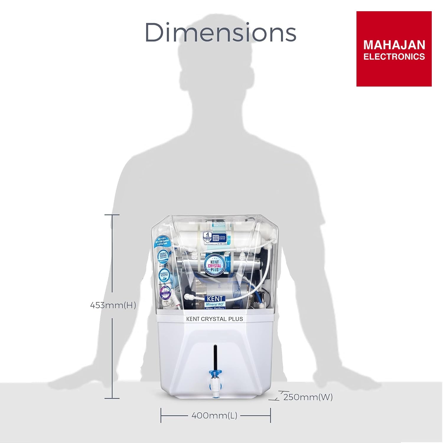 KENT Crystal Plus Alkaline RO + UV + UF + TDS Control + in-Tank UV Water Purifier 11 L | 20 L/hr Water – Mahajan Electronics Online.