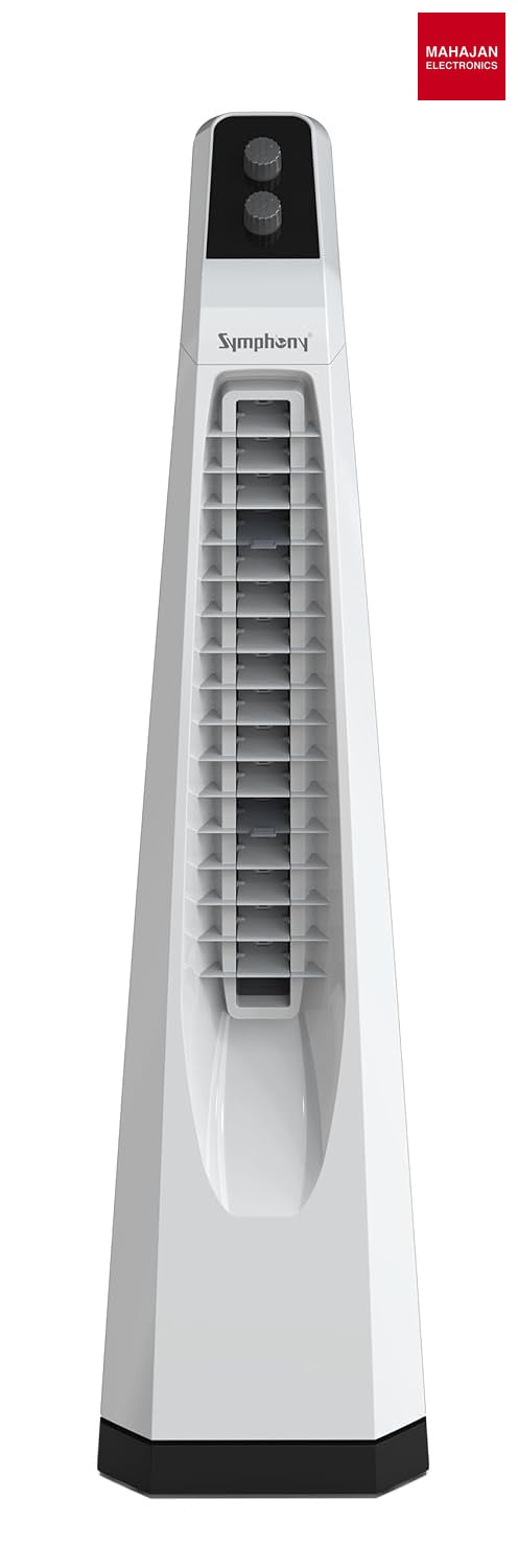 Symphony Surround JR Bladeless Tower Fan for Room | Quiet Personal Fan for Home & Office with 90° Oscillation – Mahajan Electronics Online.