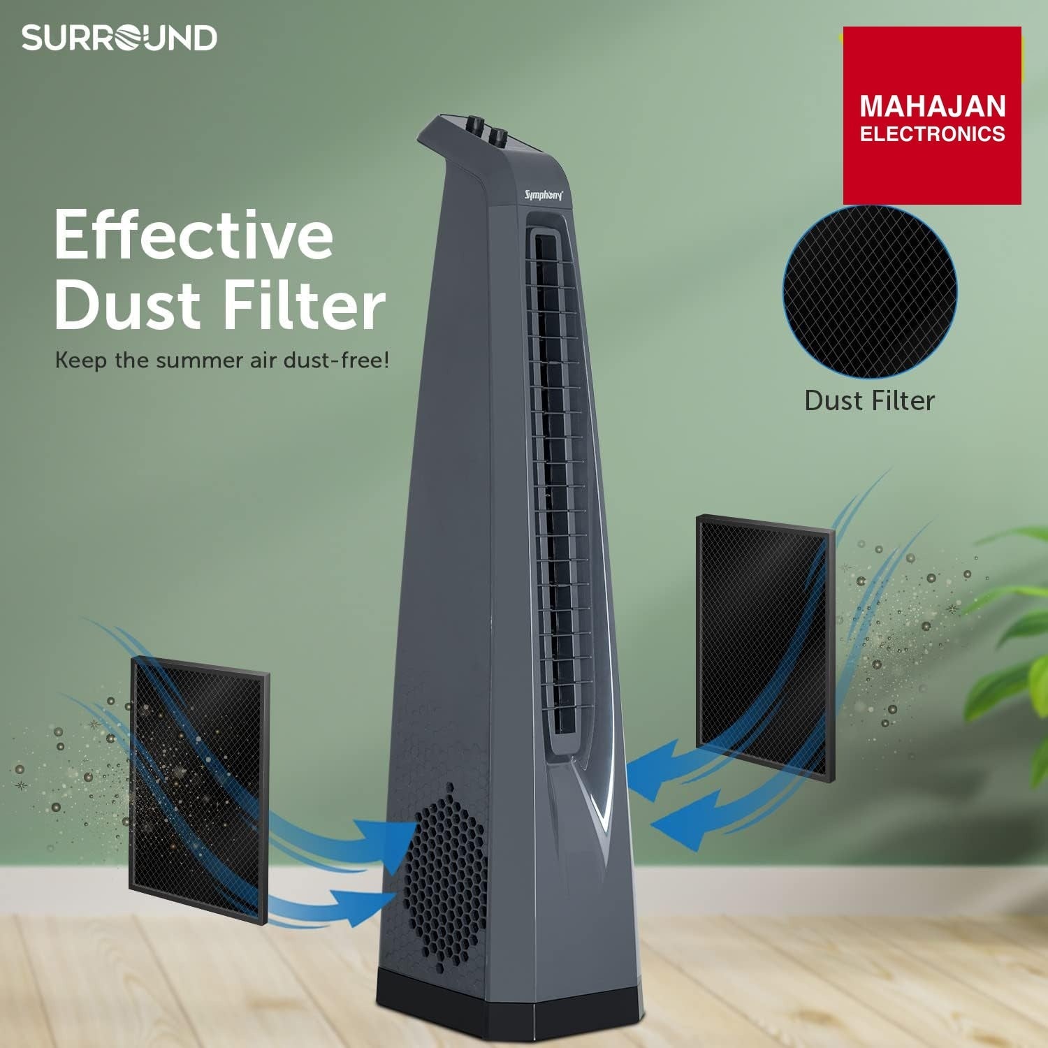 Symphony Surround Bladeless Tower Fan for Room & Office | High-Speed with Swivel Action & Simple Knob Control – Mahajan Electronics Online.