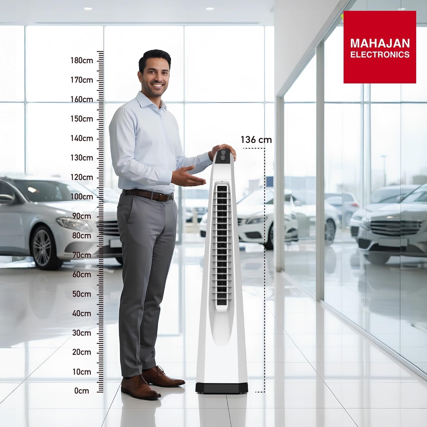 Symphony Surround Sr. Bladeless Tower Fan for Room | 90 Degree Swivel Action, Knob Control Panel | Low Power – Mahajan Electronics Online.