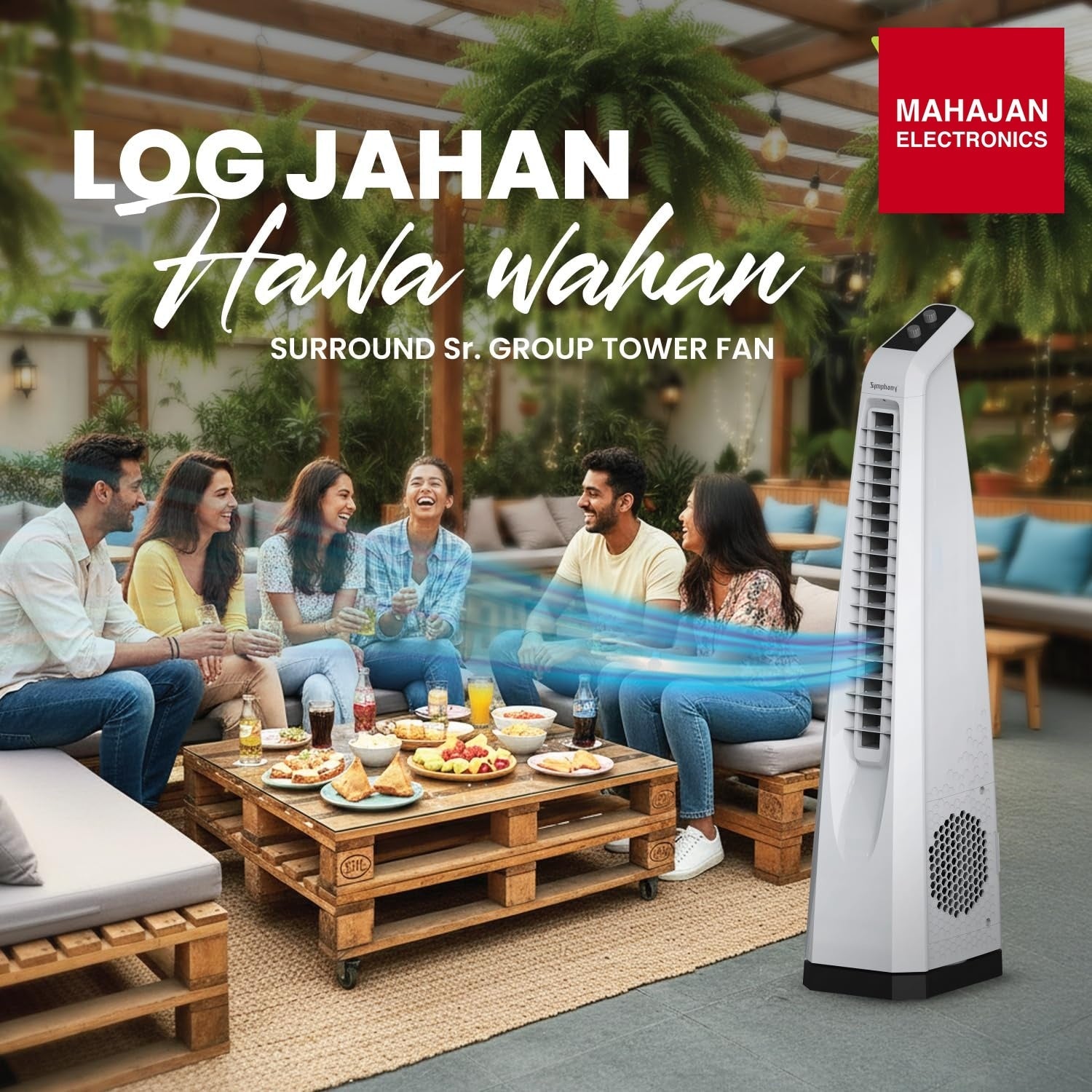 Symphony Surround Sr. Bladeless Tower Fan for Room | 90 Degree Swivel Action, Knob Control Panel | Low Power – Mahajan Electronics Online.