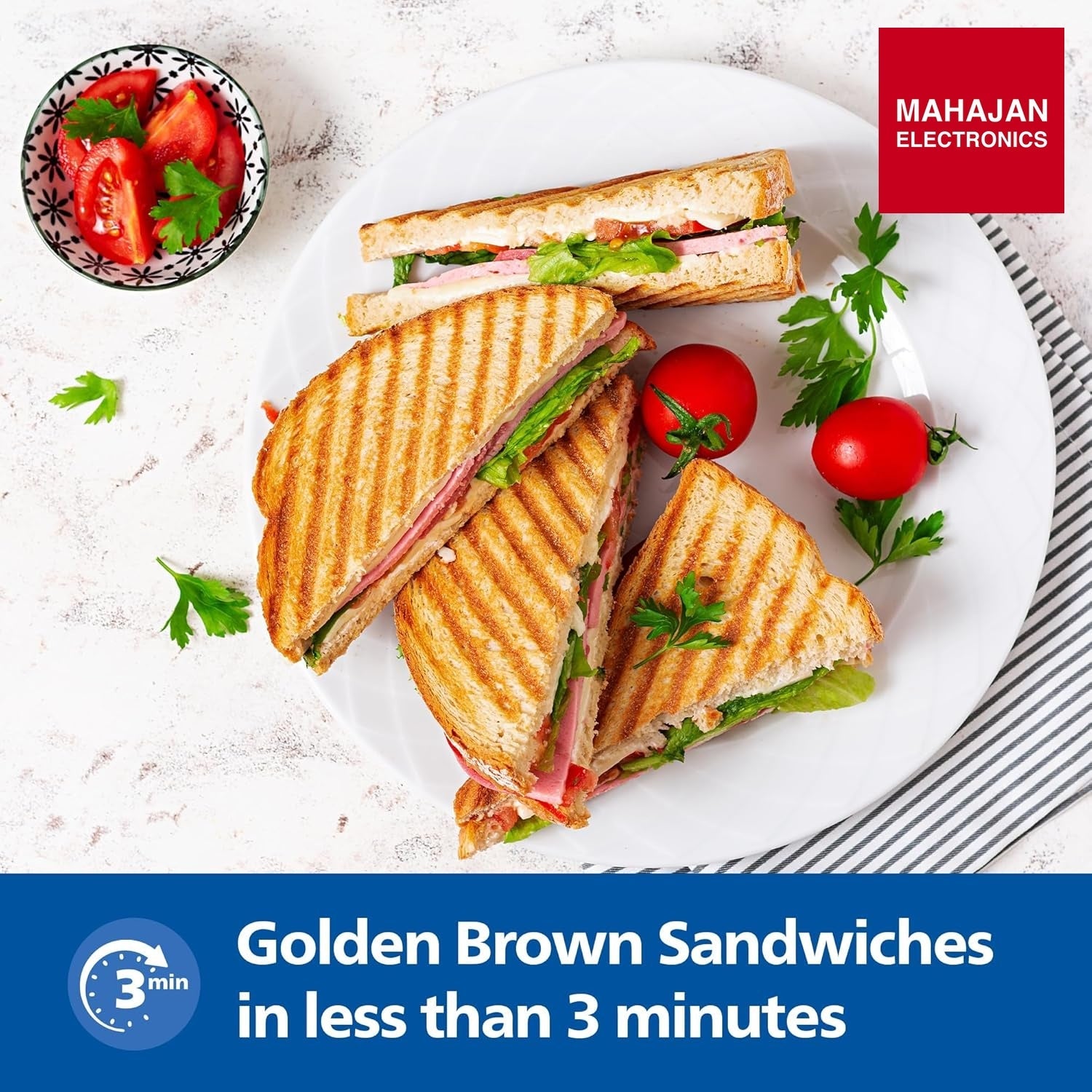 Philips HD3010/80 IN SANDWICH MAKER- GRILL XL size | Black with Metallic Finish | Non Stick Plate | UHD – Mahajan Electronics Online.