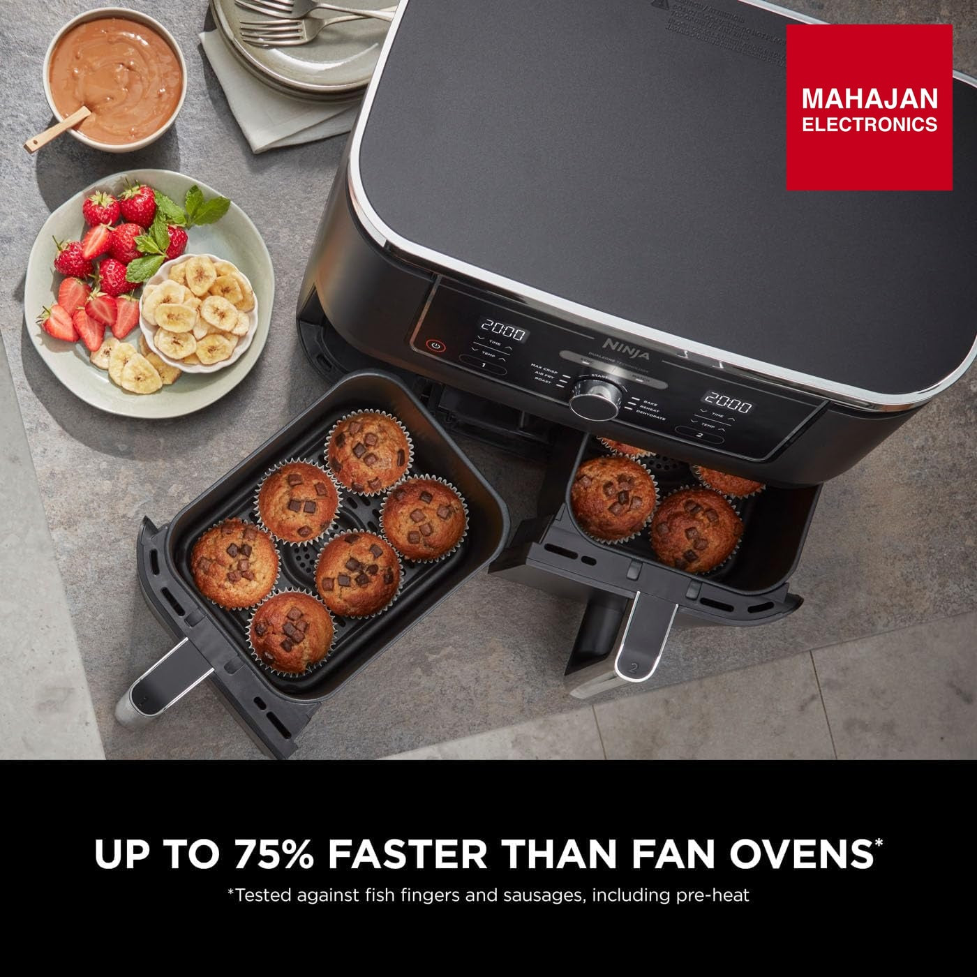 Ninja AF400 Foodi MAX Dual Zone Digital AirFryer, 2 Drawers, 9.5L, 6-in-1, Uses No Oil, Air Fry, Max Crisp – Mahajan Electronics Online.