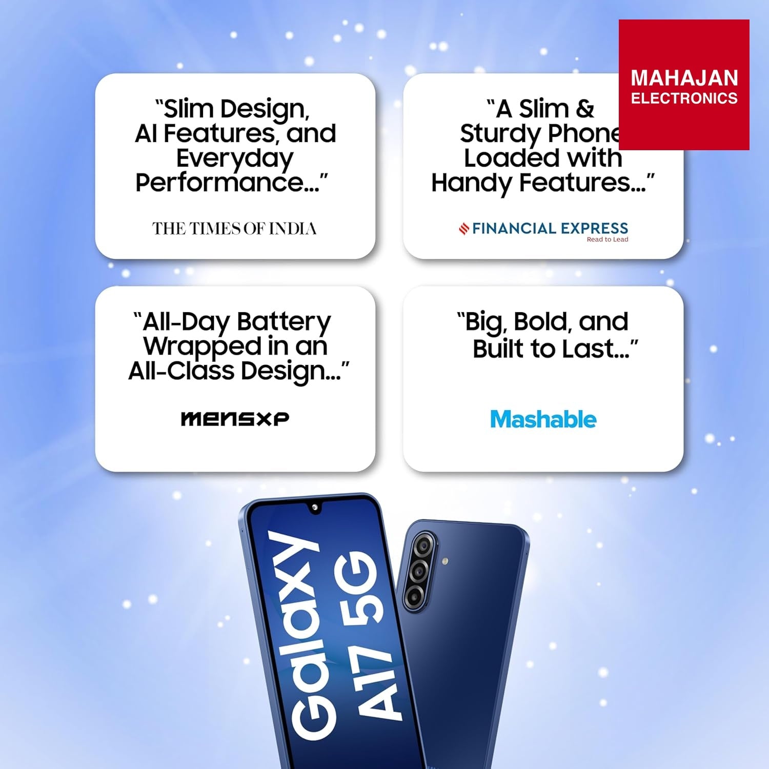 Samsung Galaxy A17 5G (Blue, 8GB RAM, 128GB Storage) | 50 MP No Shake Camera | Gemini Live | Circle to Search – Mahajan Electronics Online.