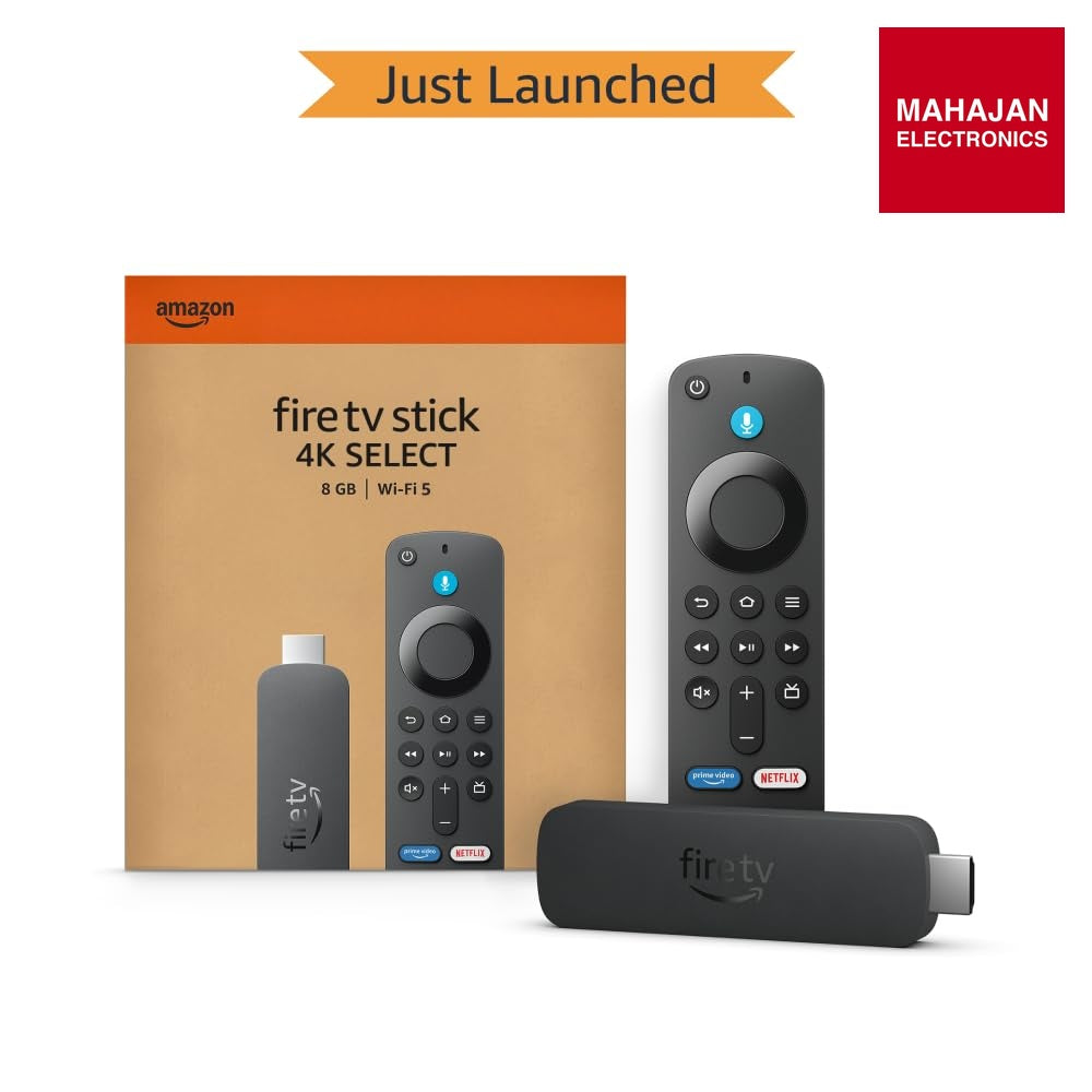 Amazon Fire TV Stick 4K Select (newest model), start streaming in 4K, Alexa voice search, stream lakhs of – Mahajan Electronics Online.