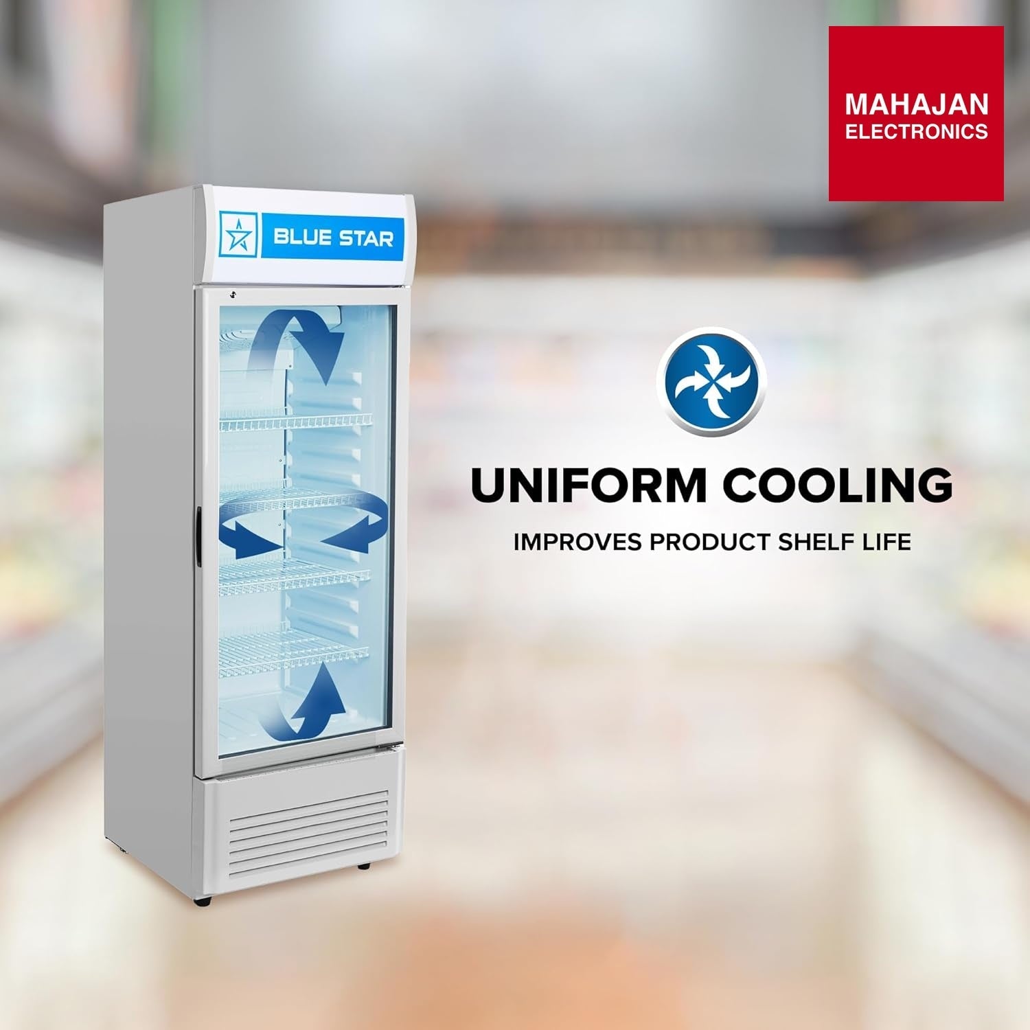 Blue Star VC325D Frost Free Vertical Glass Single Door Visi Cooler (300L, white) – Mahajan Electronics Online.