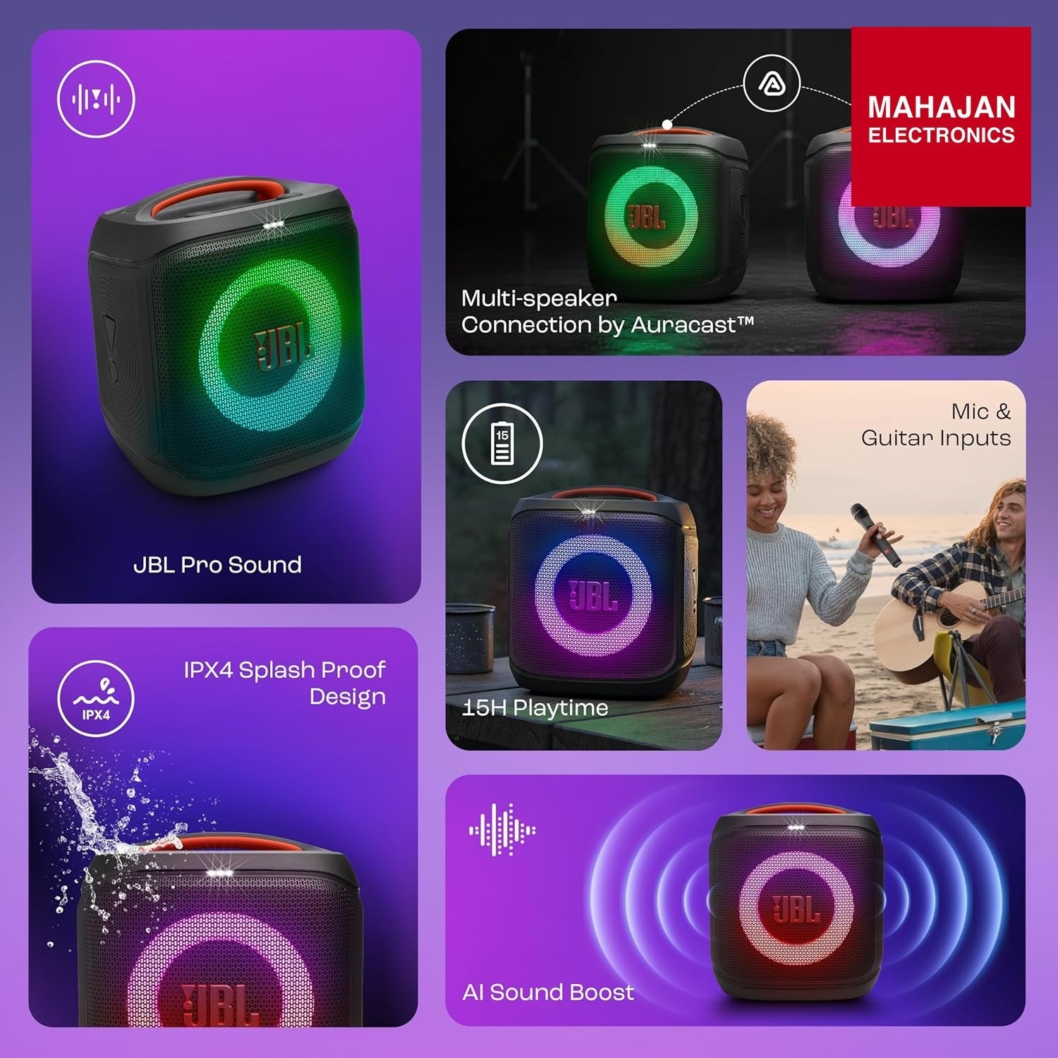 JBL Partybox Encore Essential 2 Wireless Bluetooth Party Speaker, AI Sound Boost, Dynamic Light Show, Upto – Mahajan Electronics Online.