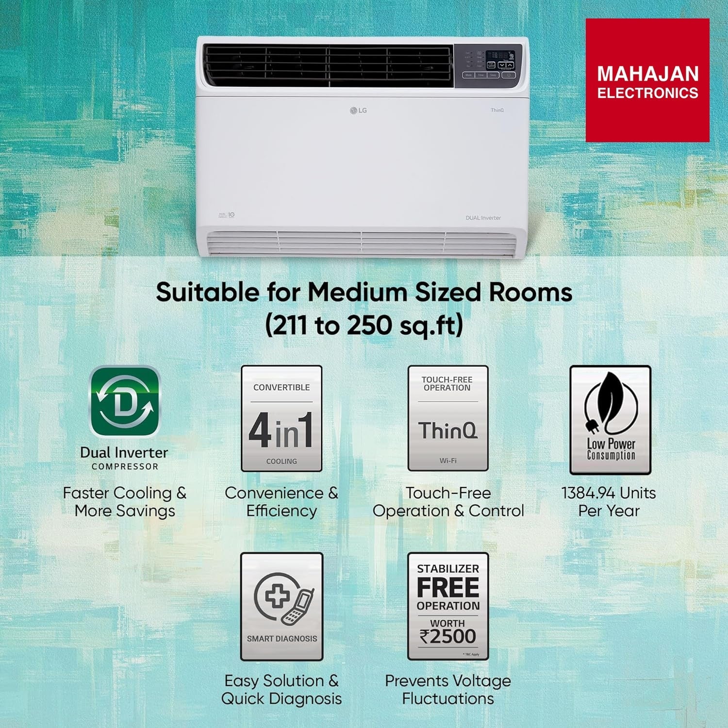 LG AW-Q24WWXA 2 Ton 3 Star Wi-Fi DUAL Inverter Window AC (Copper, Convertible 4-in-1 cooling, HD Filter, 2026 – Mahajan Electronics Online.