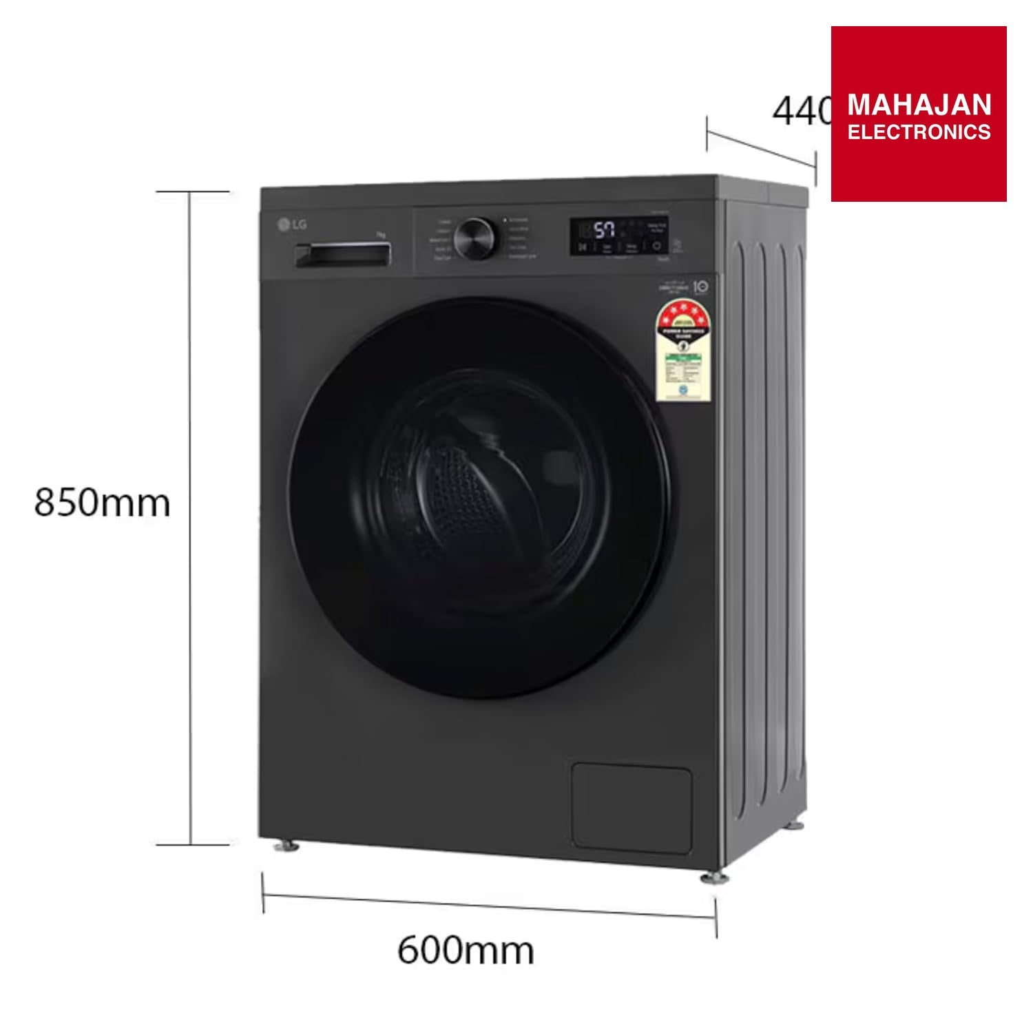 LG FHB1207Z4M 7 Kg 5 Star Inverter Direct Drive Fully Automatic Front Load Washing Machine ( Middle Black) Mahajan Electronics Online