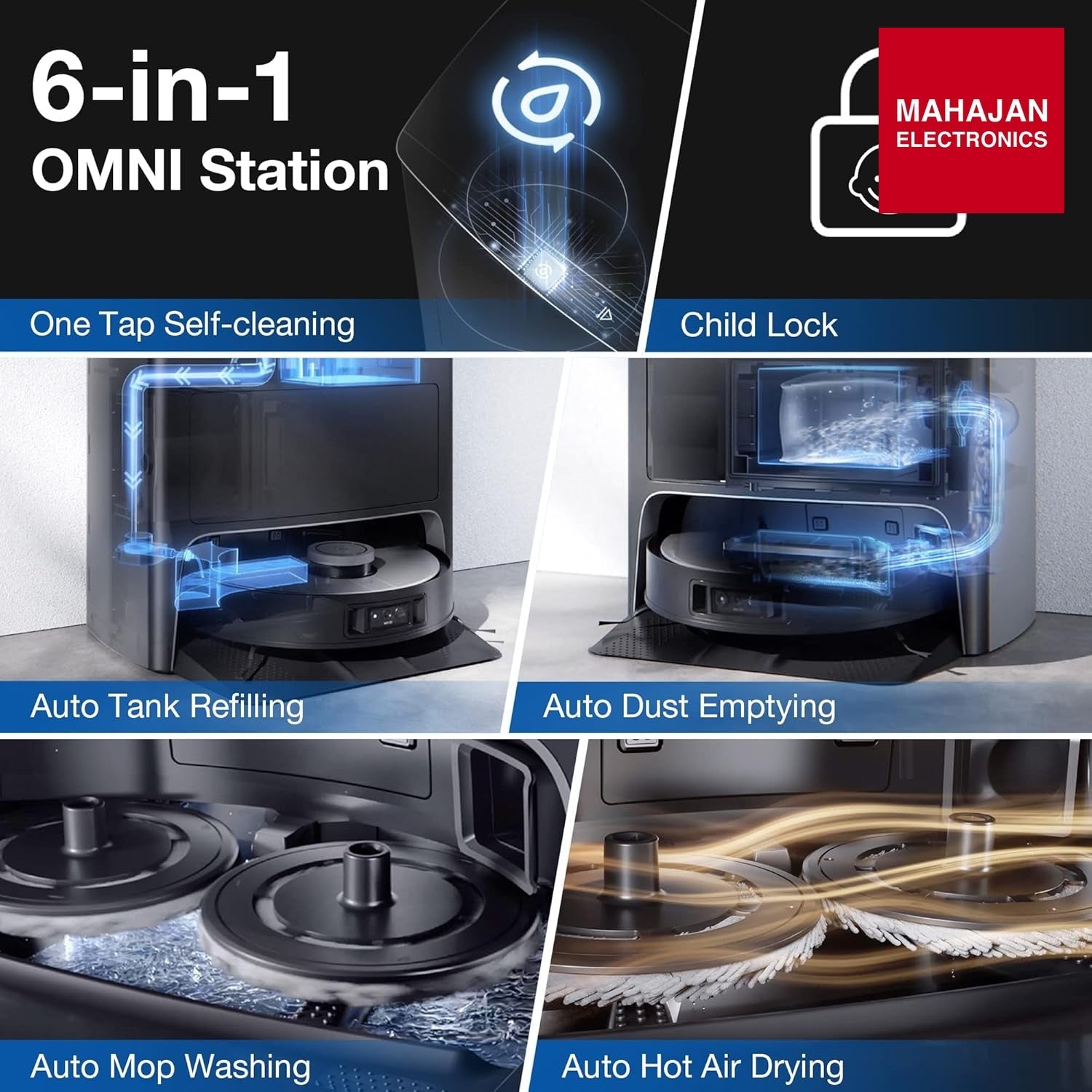 ECOVACS DEEBOT X1 Omni Robot Vacuum and Mop Combo with Self-Empty and Auto-Clean Station, 5000Pa, Robot – Mahajan Electronics Online.