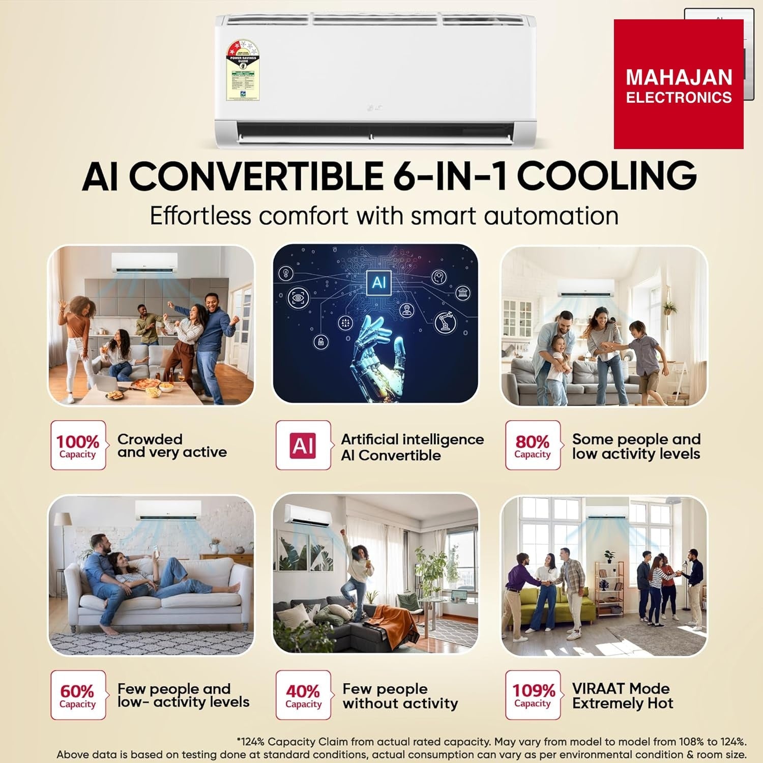 LG AS-NQ11KNVE 2 Star (0.8) Split AC, Auto Clean, Gold Fin+, Diet Mode+, Viraat Mode, 2.9kW, 2026 Model – Mahajan Electronics Online.