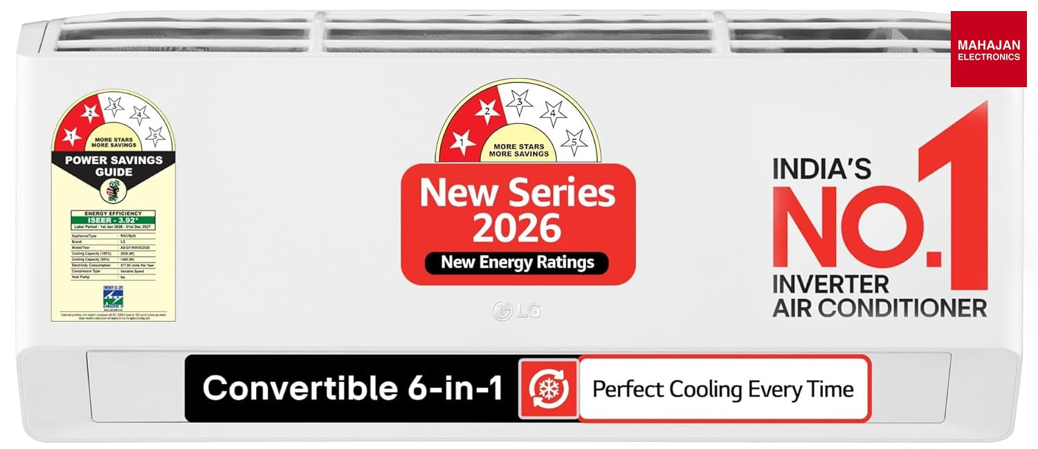 LG AS-NQ11KNVE 2 Star (0.8) Split AC, Auto Clean, Gold Fin+, Diet Mode+, Viraat Mode, 2.9kW, 2026 Model – Mahajan Electronics Online.