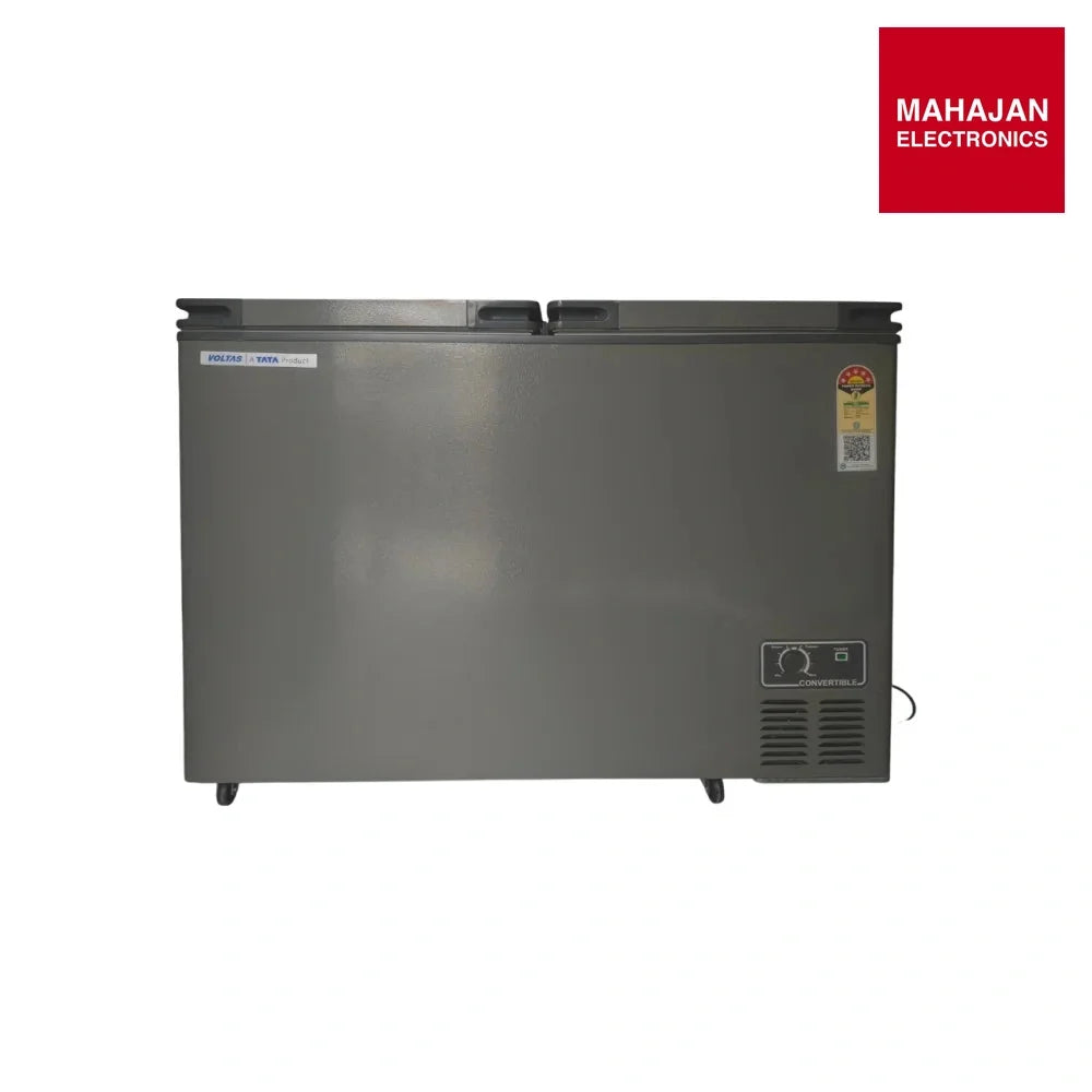 Voltas CVF501DA5-W-GW CONVERTIBLE Grey 5 Star Hard Top Deep Freezer Hard top deep freezer (501 Litre) – Mahajan Electronics Online.