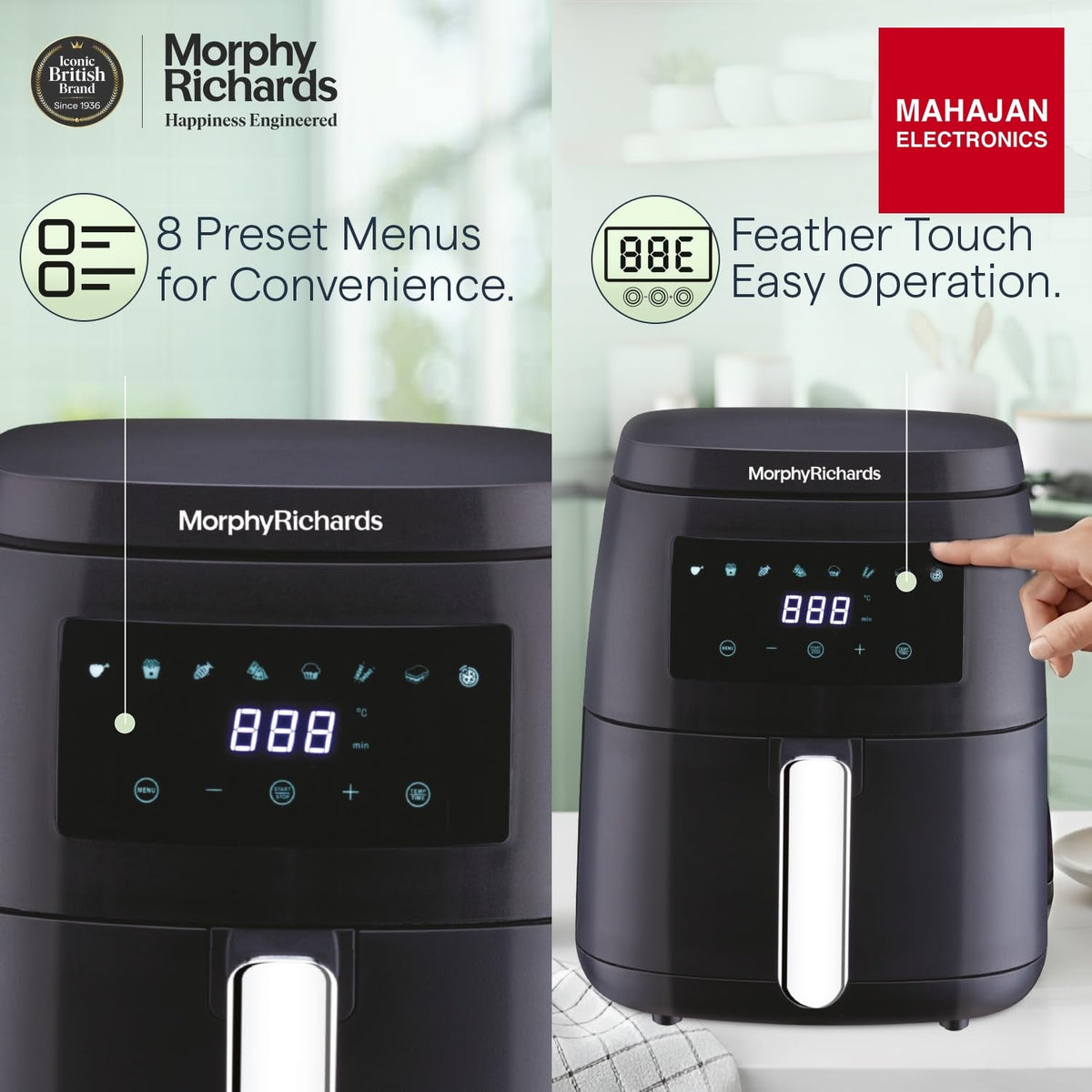 Morphy Richards Digital Air Fryer For Home|1500W With Digital Control|Dual Fan Technology|Adjustable Time & – Mahajan Electronics Online.