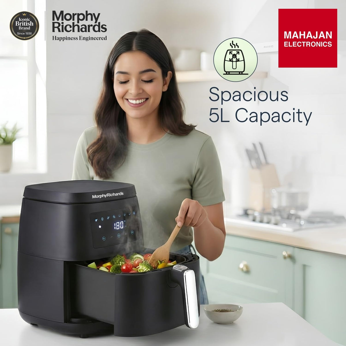 Morphy Richards Digital Air Fryer For Home|1500W With Digital Control|Dual Fan Technology|Adjustable Time & – Mahajan Electronics Online.