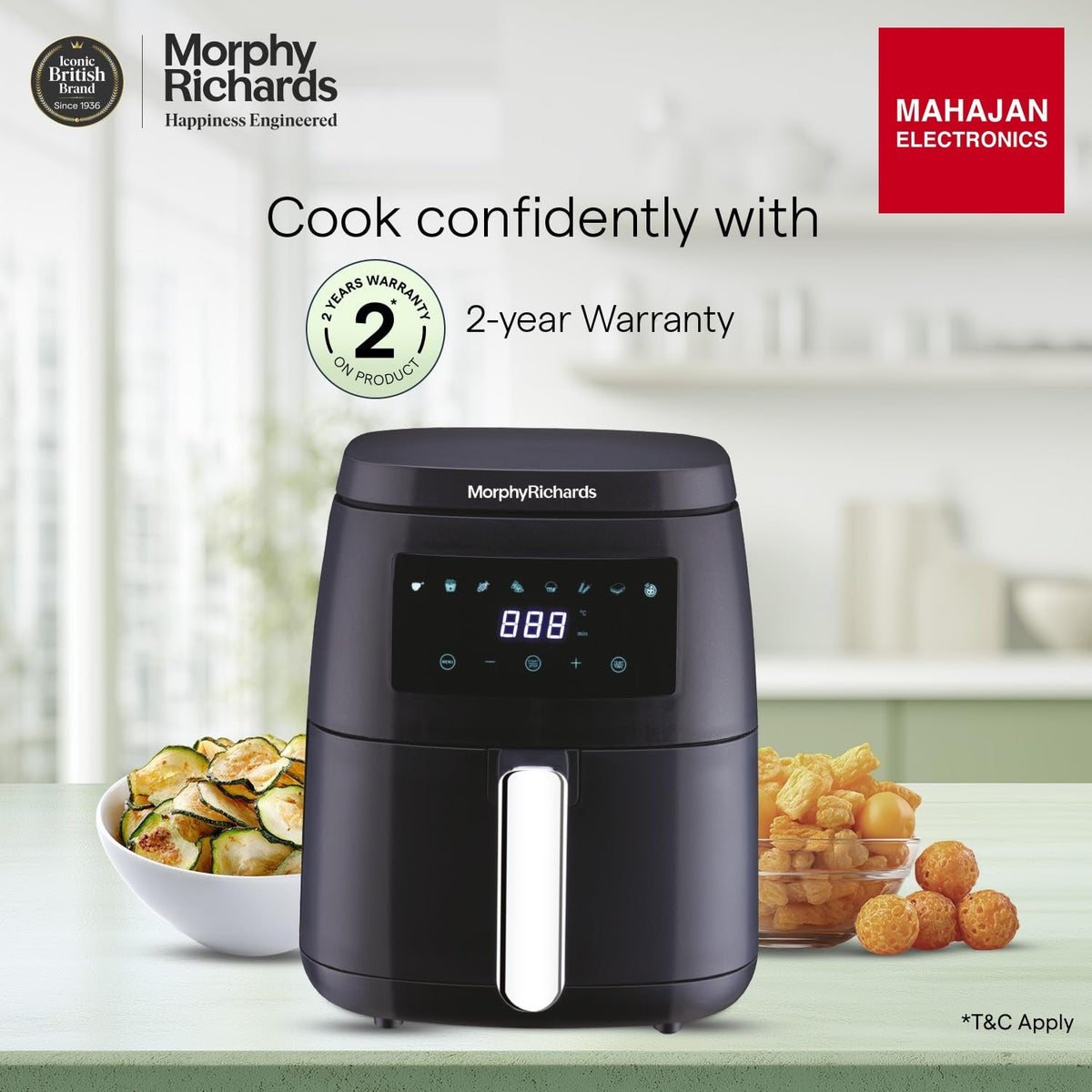 Morphy Richards Digital Air Fryer For Home|1500W With Digital Control|Dual Fan Technology|Adjustable Time & – Mahajan Electronics Online.