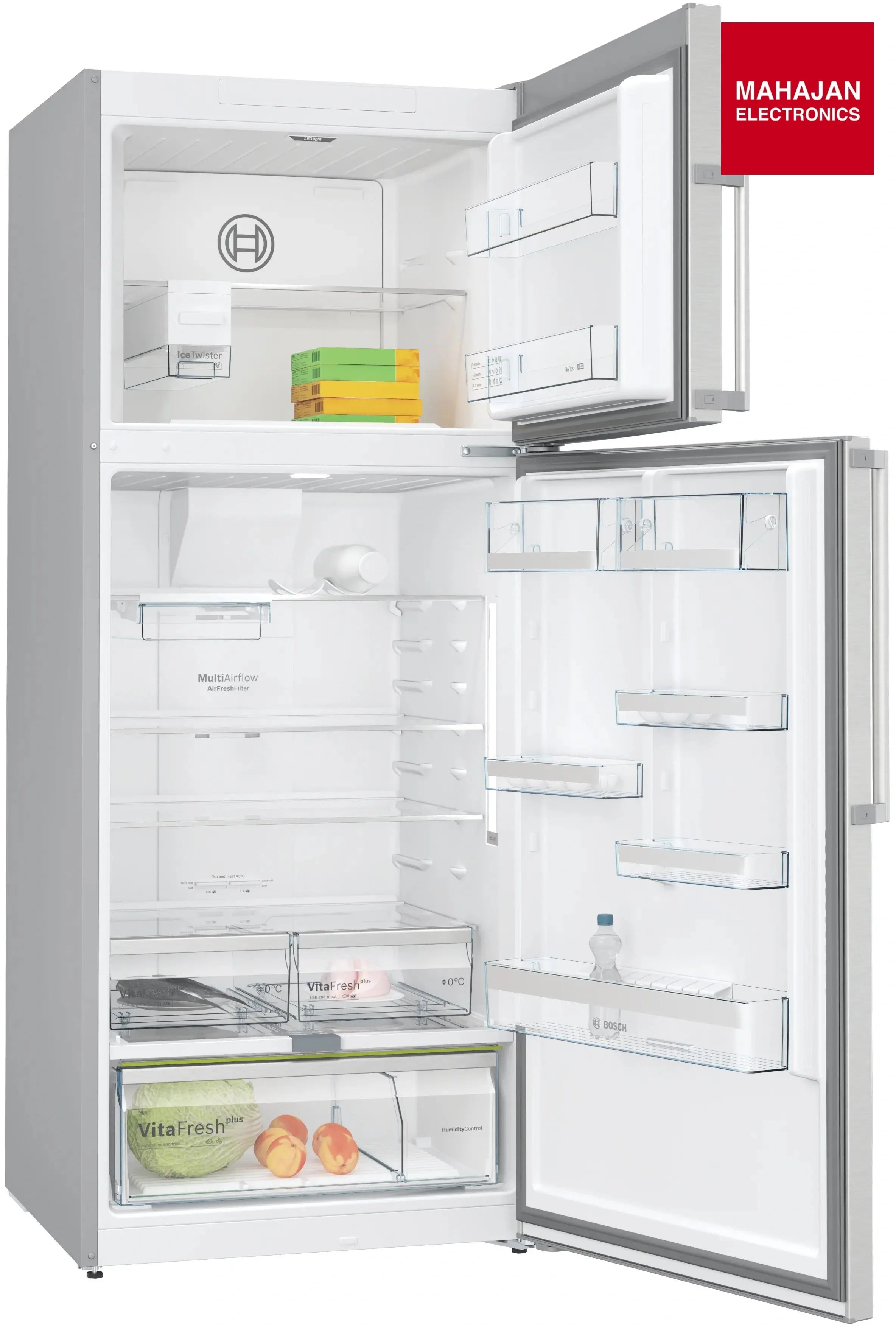 Bosch KDN76AID0I 542 LSeries 6 free-standing fridge-freezer with freezer at top 186 x 75 cm Stainless steel – Mahajan Electronics Online.