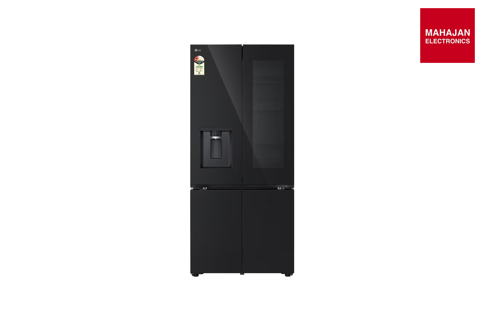 LG GV-K25FFGFB 610L French Door Refrigerator, InstaView, Water Dispenser, Wi-Fi Convertible, Black Glass – Mahajan Electronics Online.