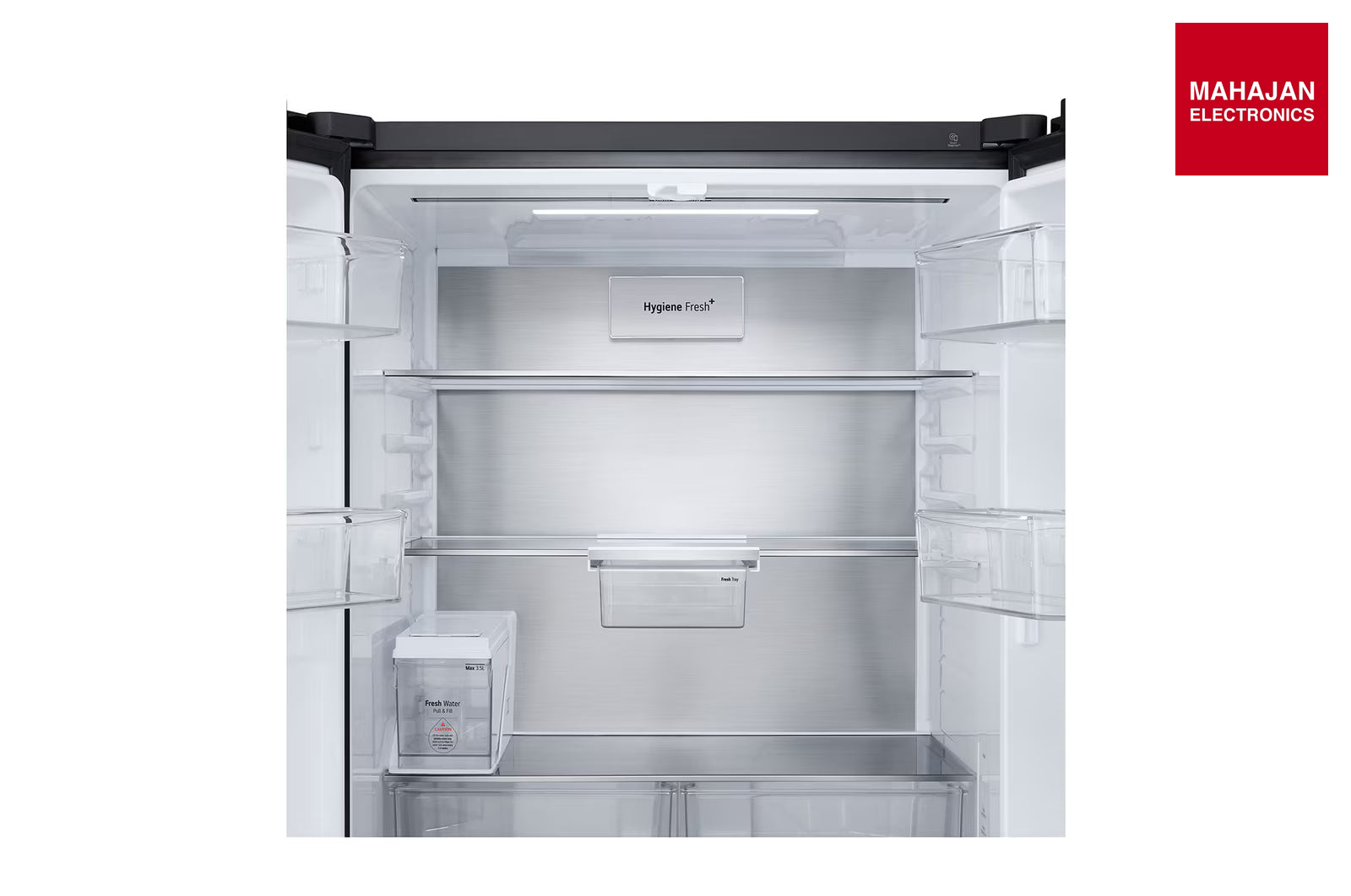 LG GV-K25FFGFB 610L French Door Refrigerator, InstaView, Water Dispenser, Wi-Fi Convertible, Black Glass – Mahajan Electronics Online.