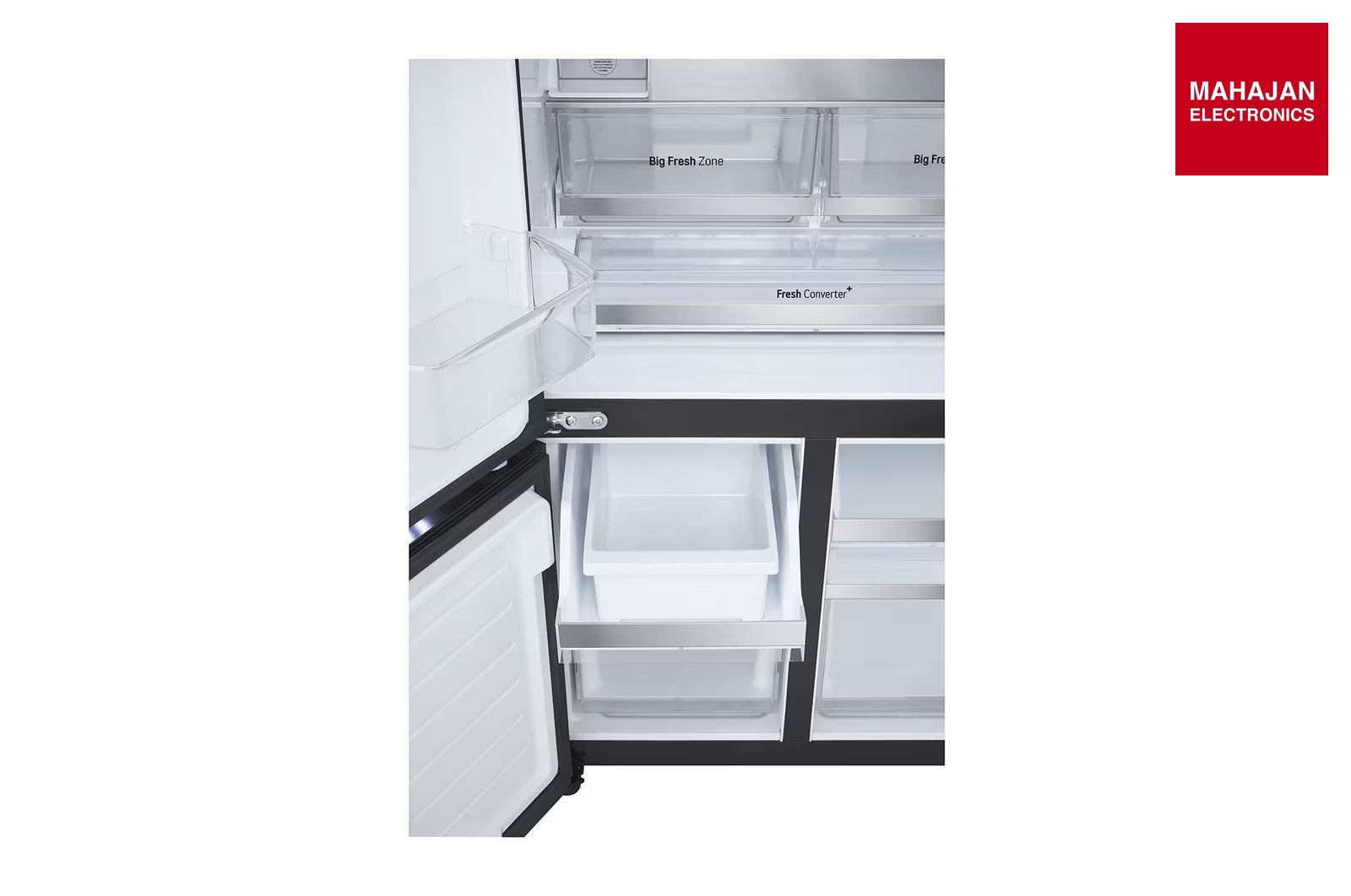 LG GV-K25FFGFB 610L French Door Refrigerator, InstaView, Water Dispenser, Wi-Fi Convertible, Black Glass – Mahajan Electronics Online.