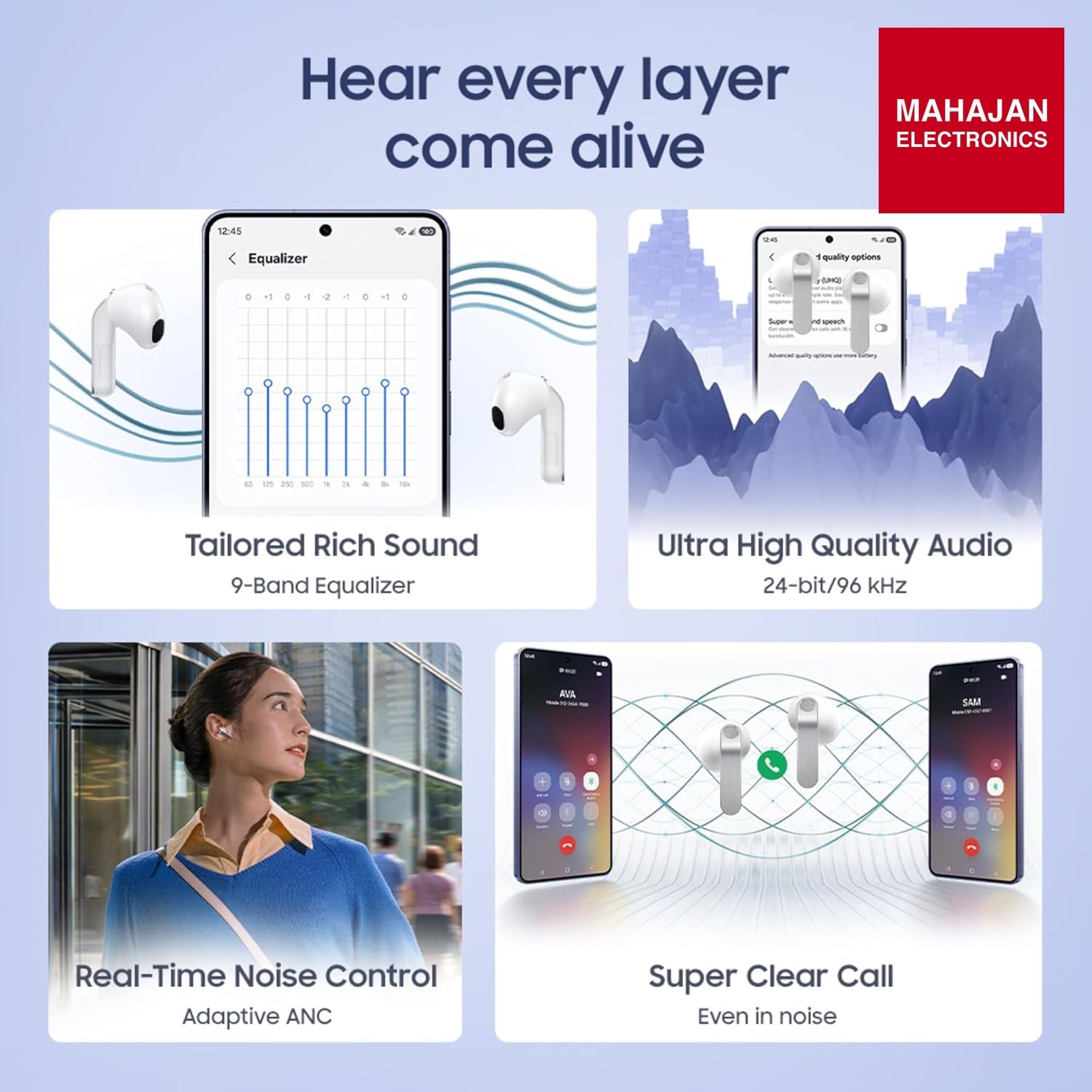 Samsung Galaxy Buds4 (White) in-Ear Wireless Earbuds with Hi-Fi Audio | Adaptive ANC and EQ 2.0 | 360-Audio – Mahajan Electronics Online.